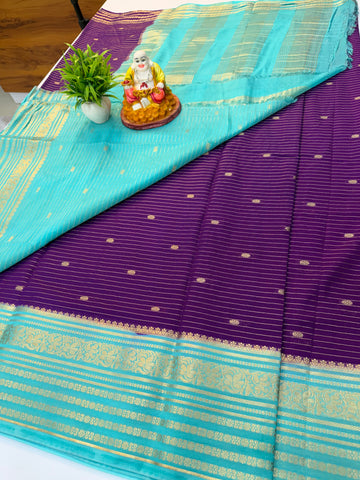 Mysore Crepe Silk Saree with Stripes & Buttas