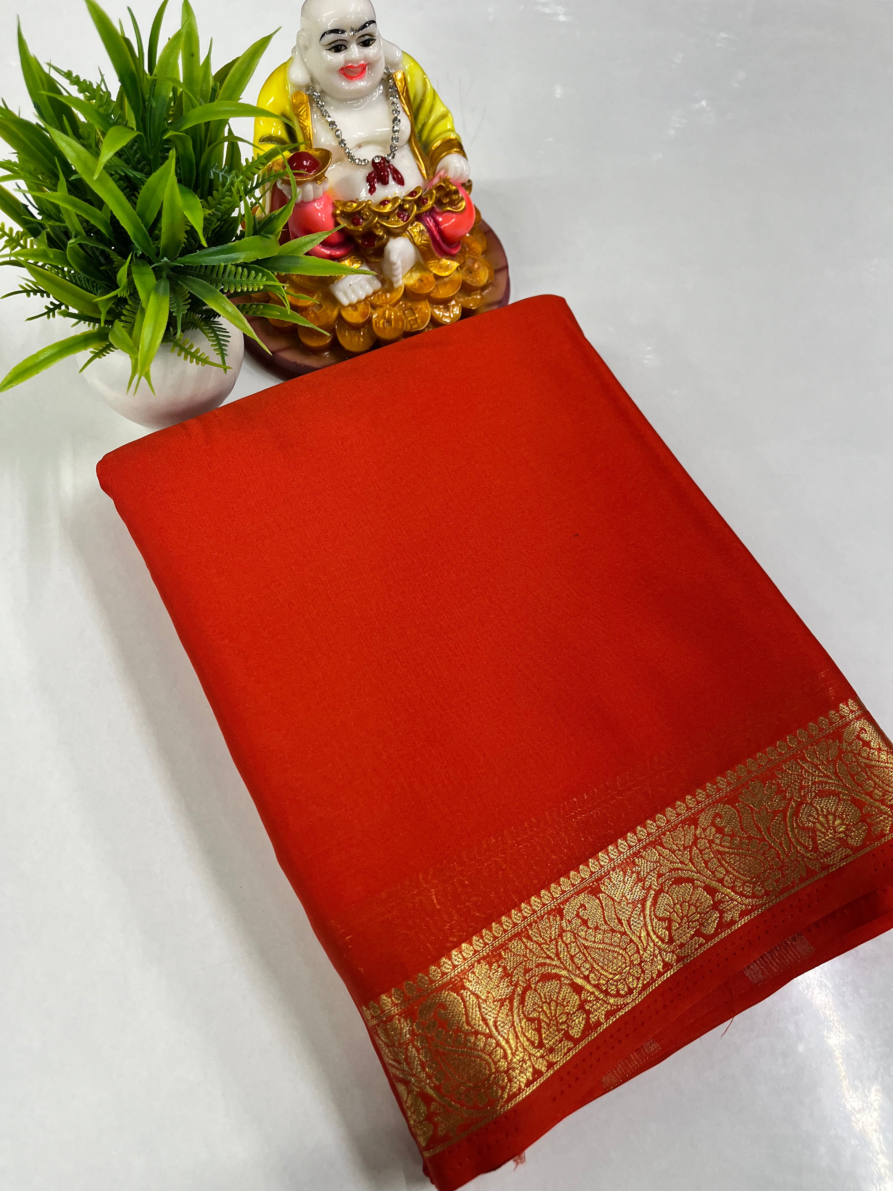 semi crepe sarees with small mango border