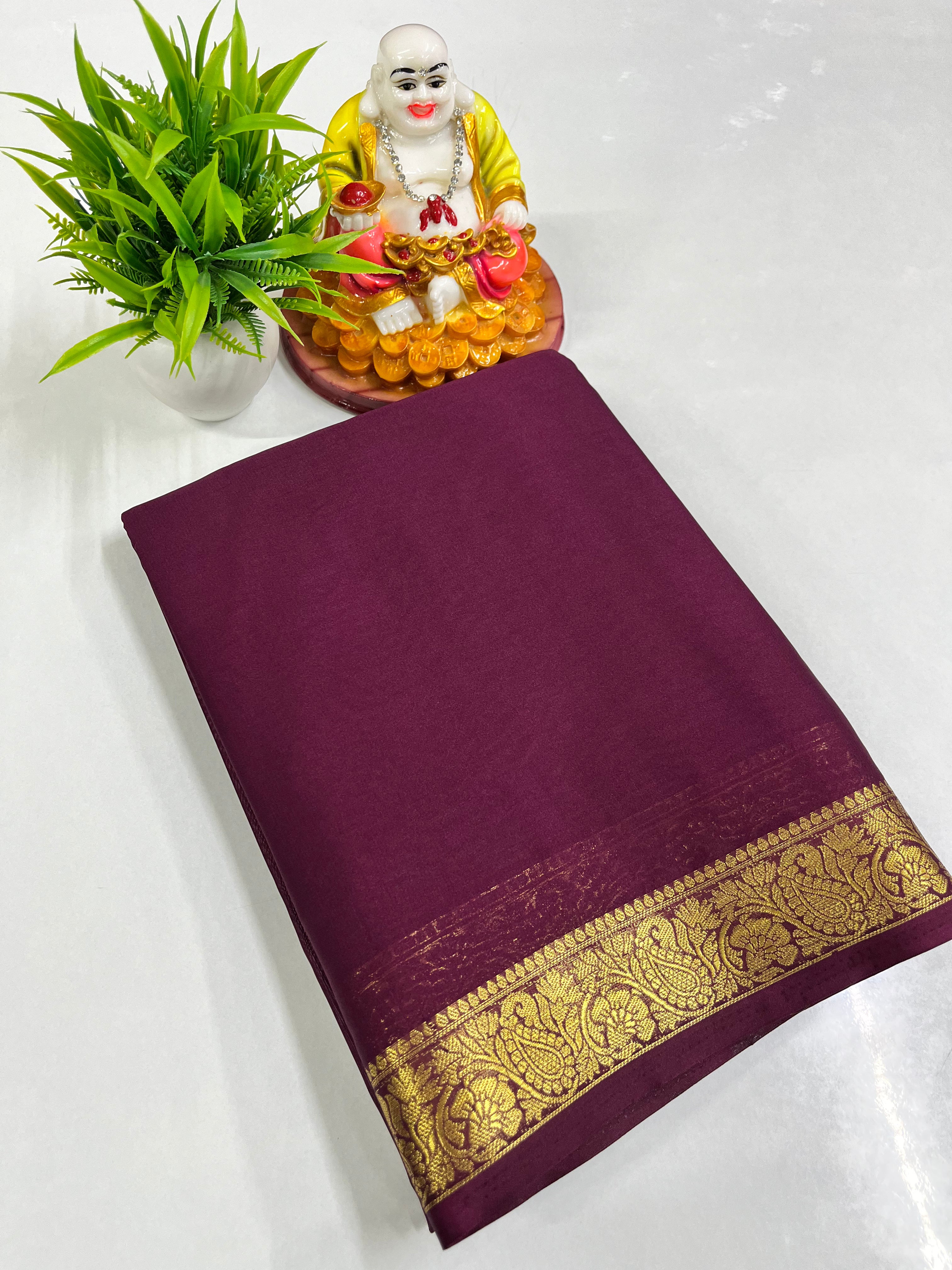 semi crepe sarees with small mango border