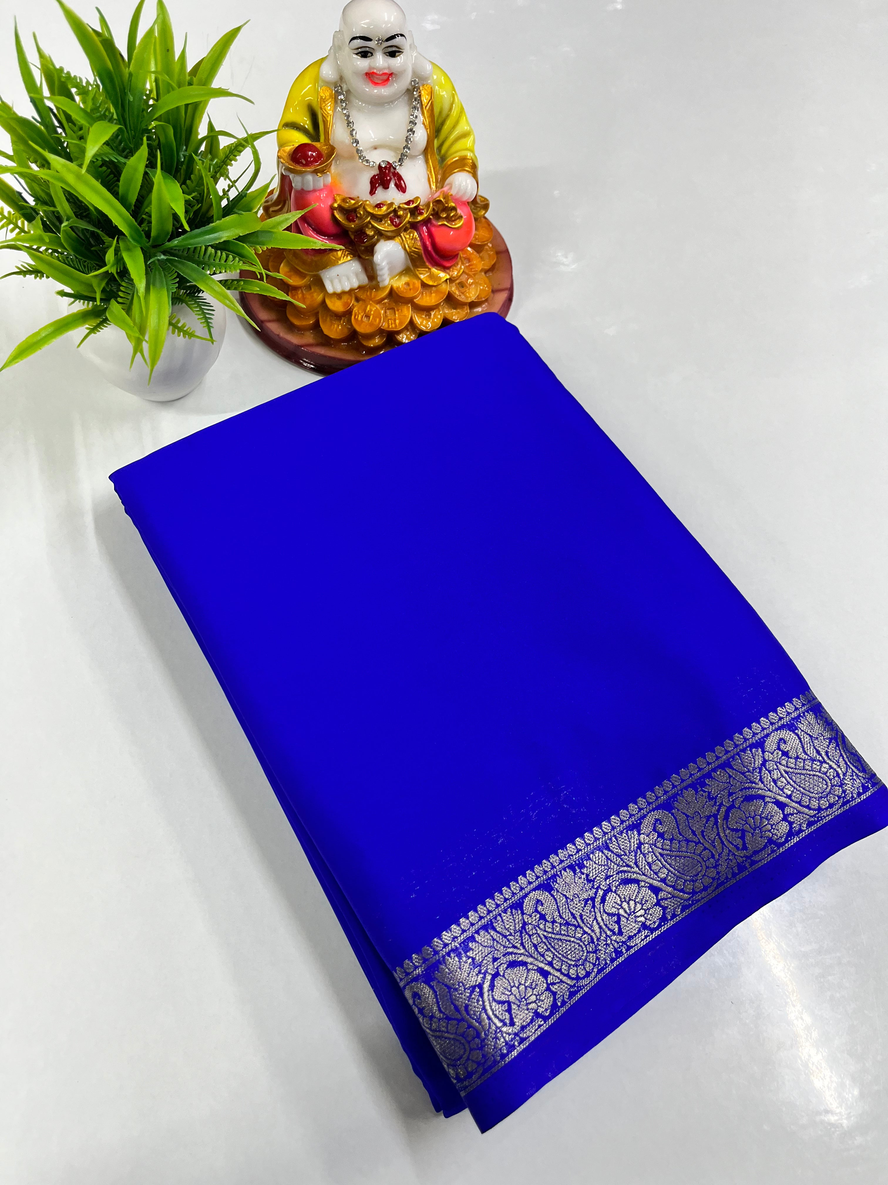 semi crepe sarees with small mango border