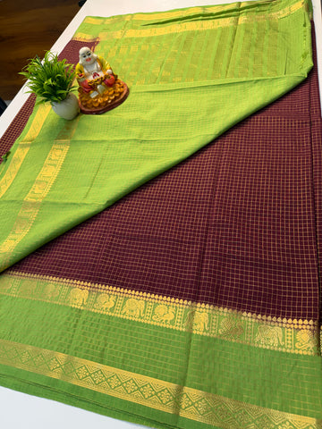 Premium Crepe Silk Saree with Checks Pattern & Bentex Border