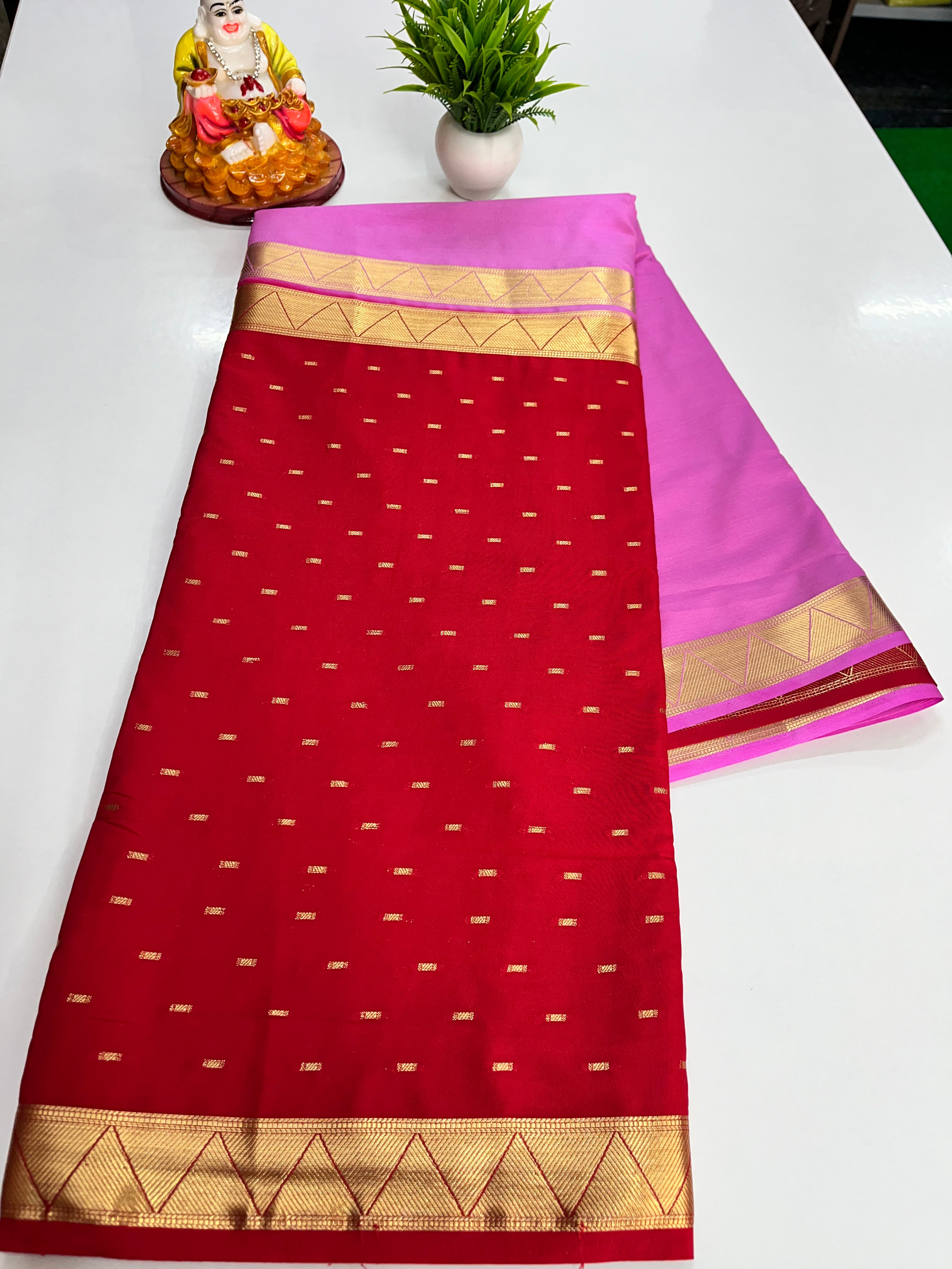 2D Semi Crepe Saree with Buttas and Contrast Colors – Padmavathi Silks and Sarees