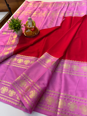 Premium Mysore Crepe Silk Saree with Ganda Berunda Design – Shopify Product Description