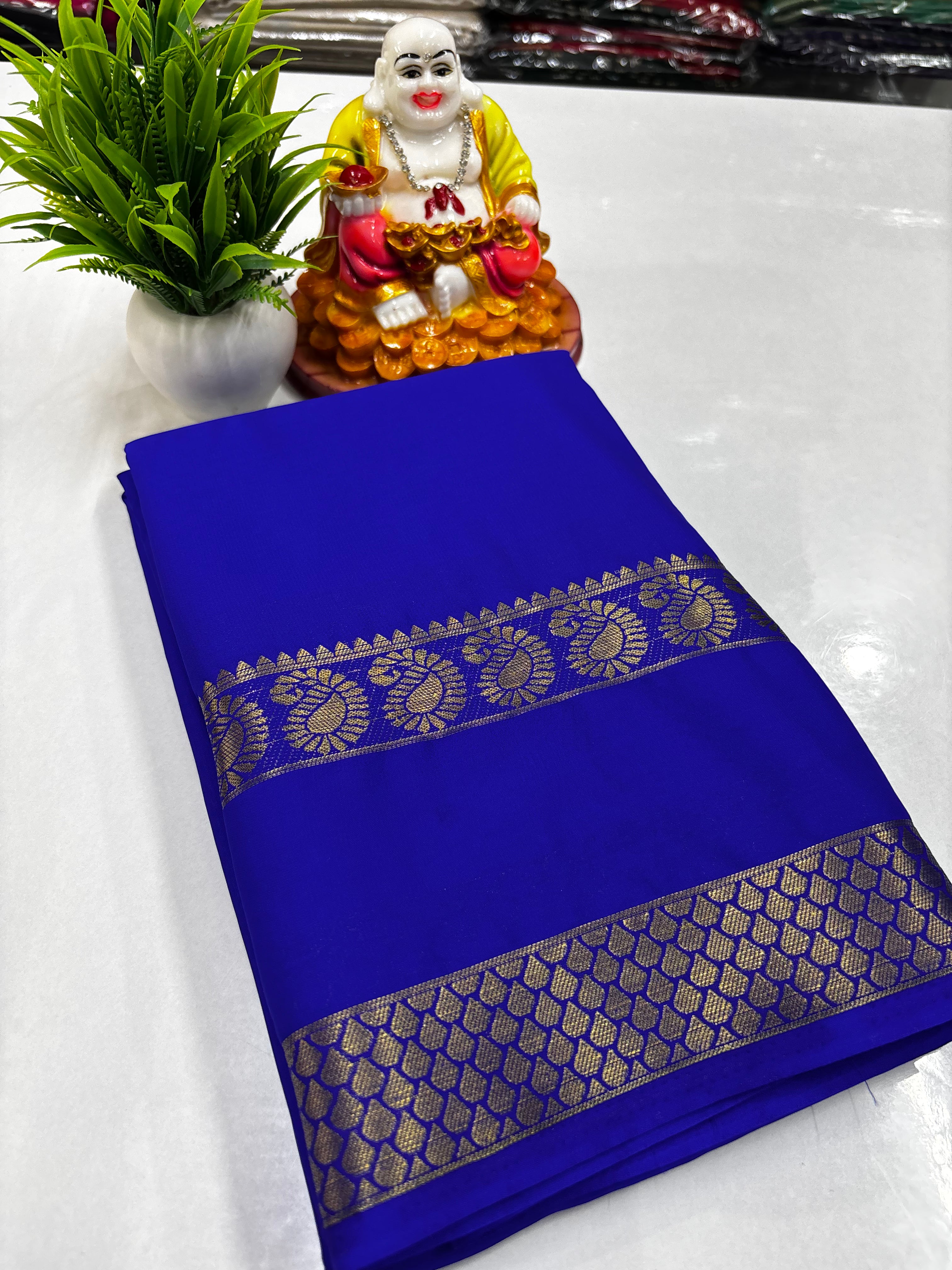 Beautiful Mysore Crepe Silk Saree with Mango Bentex Border ✨