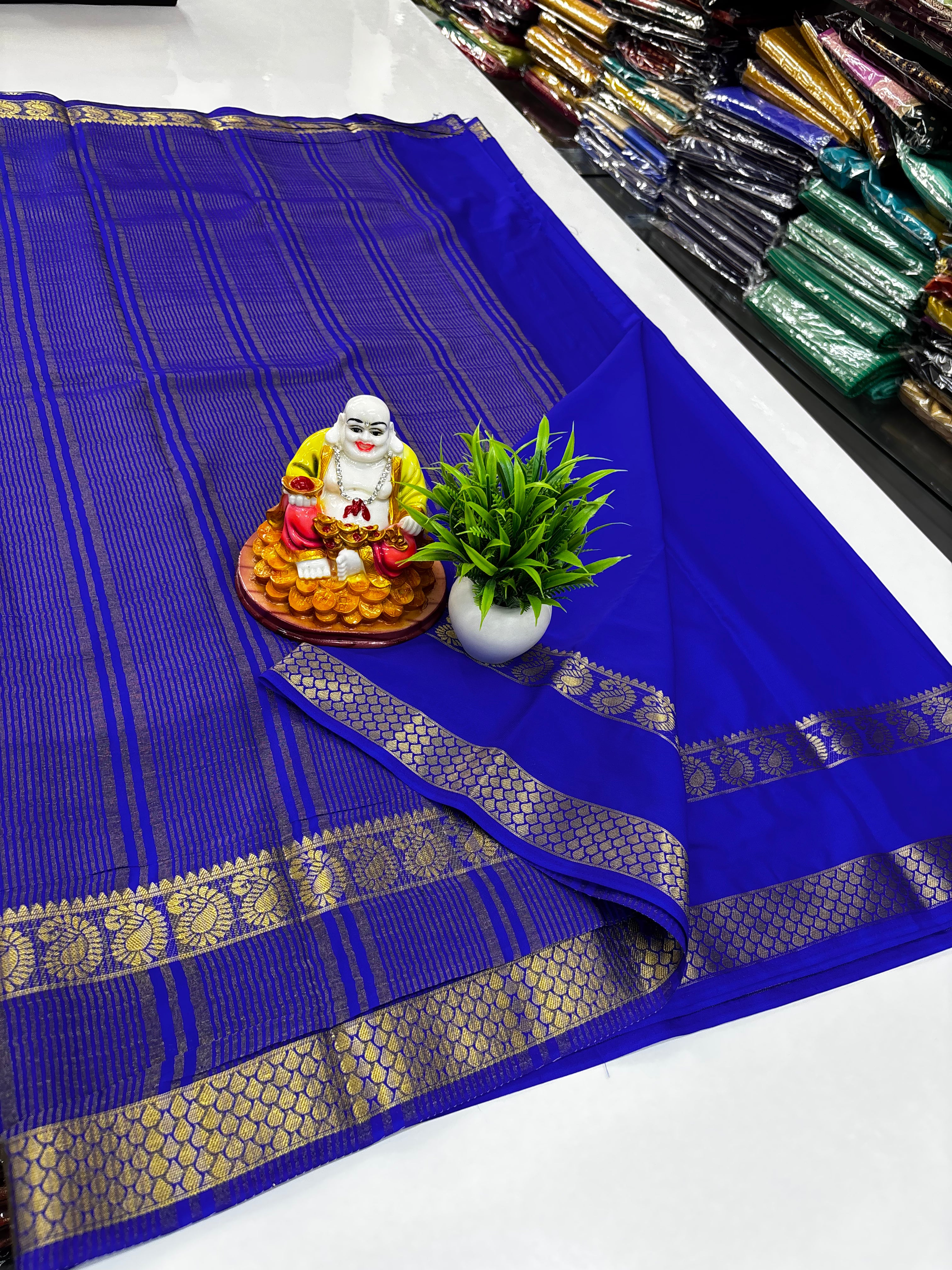 Beautiful Mysore Crepe Silk Saree with Mango Bentex Border ✨