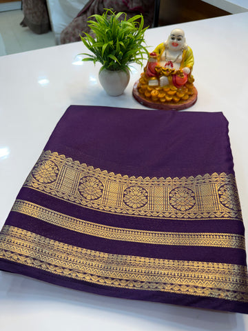 Mysore Crepe Silk Saree with Beautiful Border & Rich Pallu