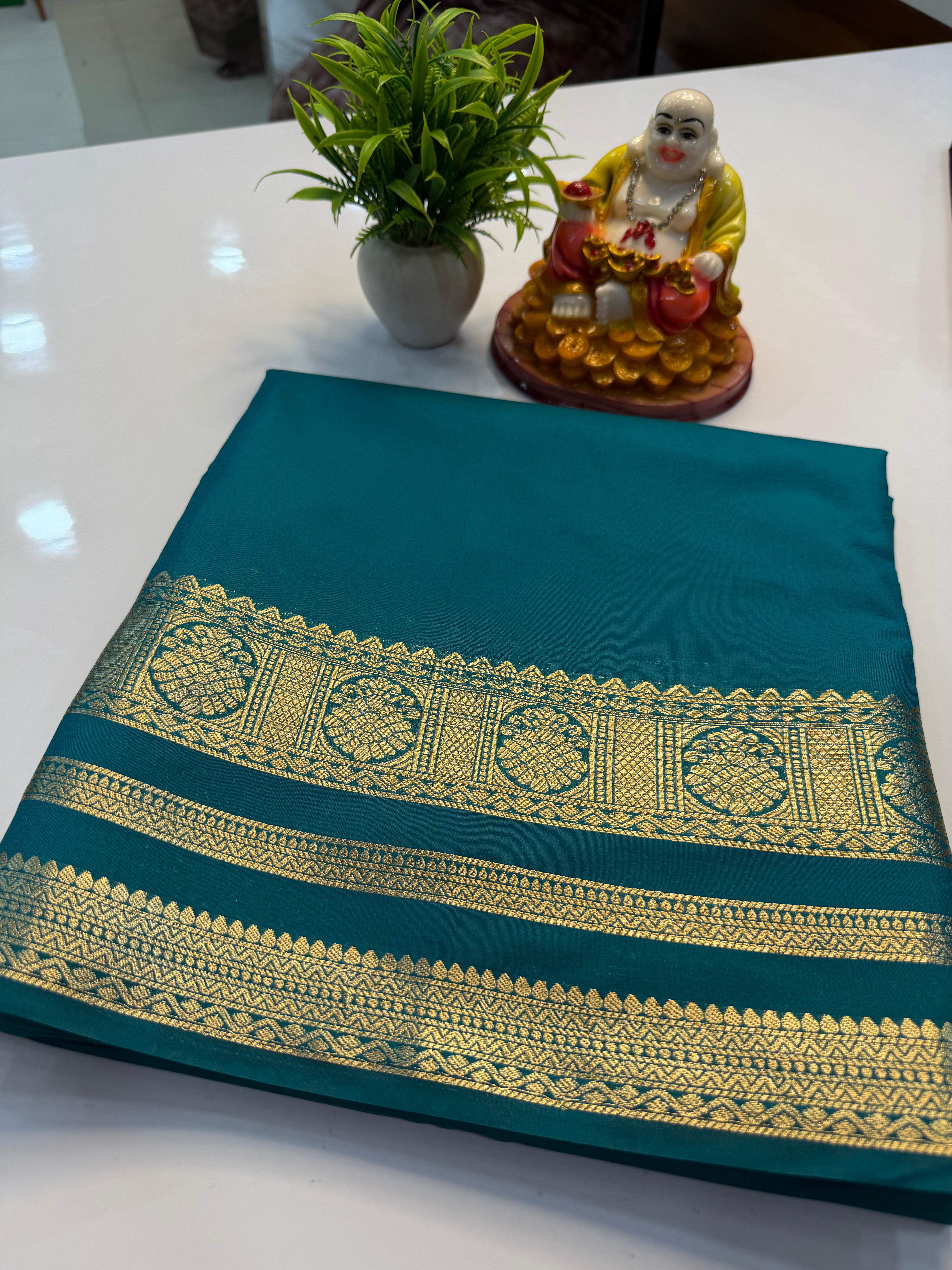 Mysore Crepe Silk Saree with Beautiful Border & Rich Pallu