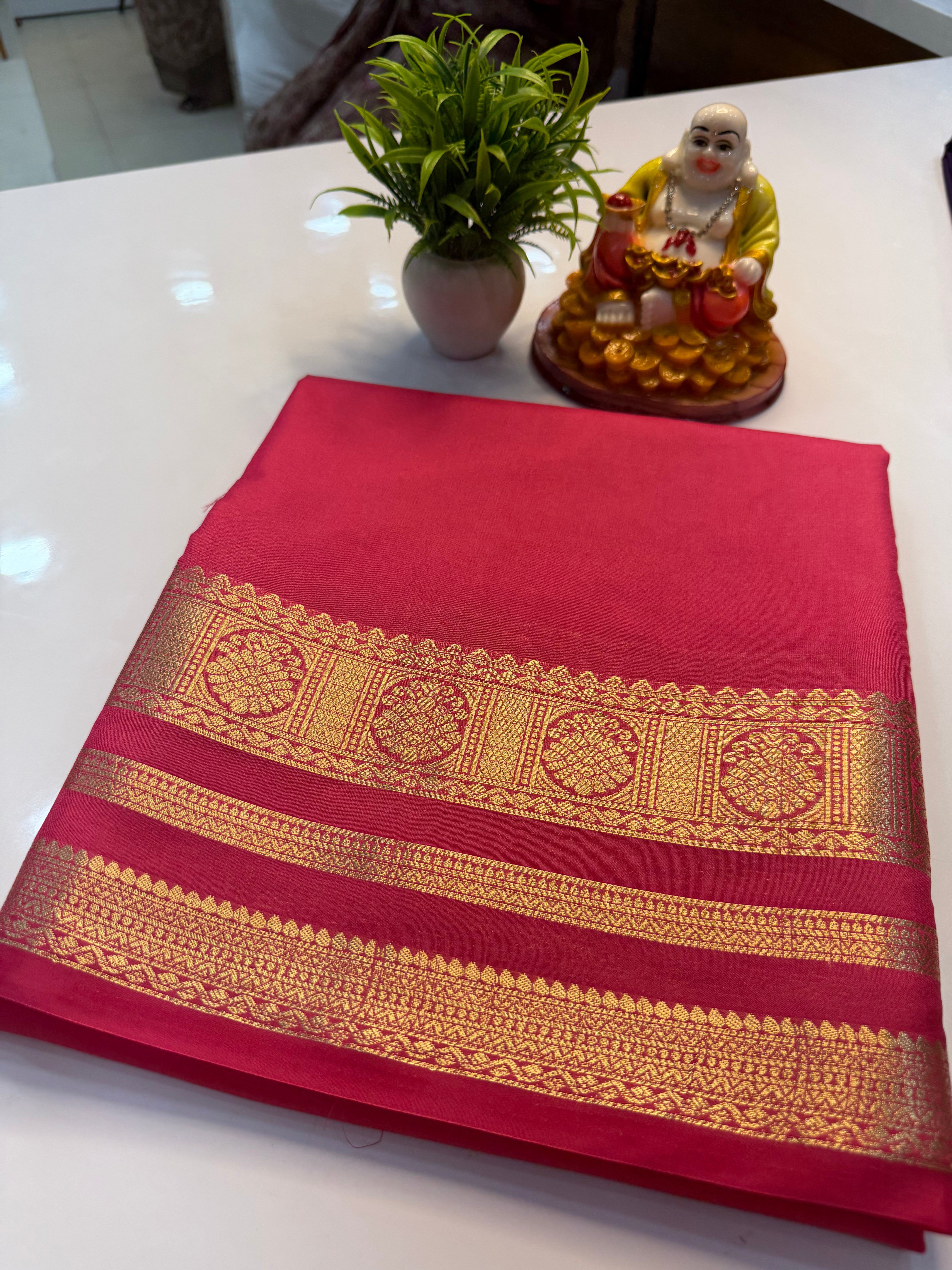 Mysore Crepe Silk Saree with Beautiful Border & Rich Pallu