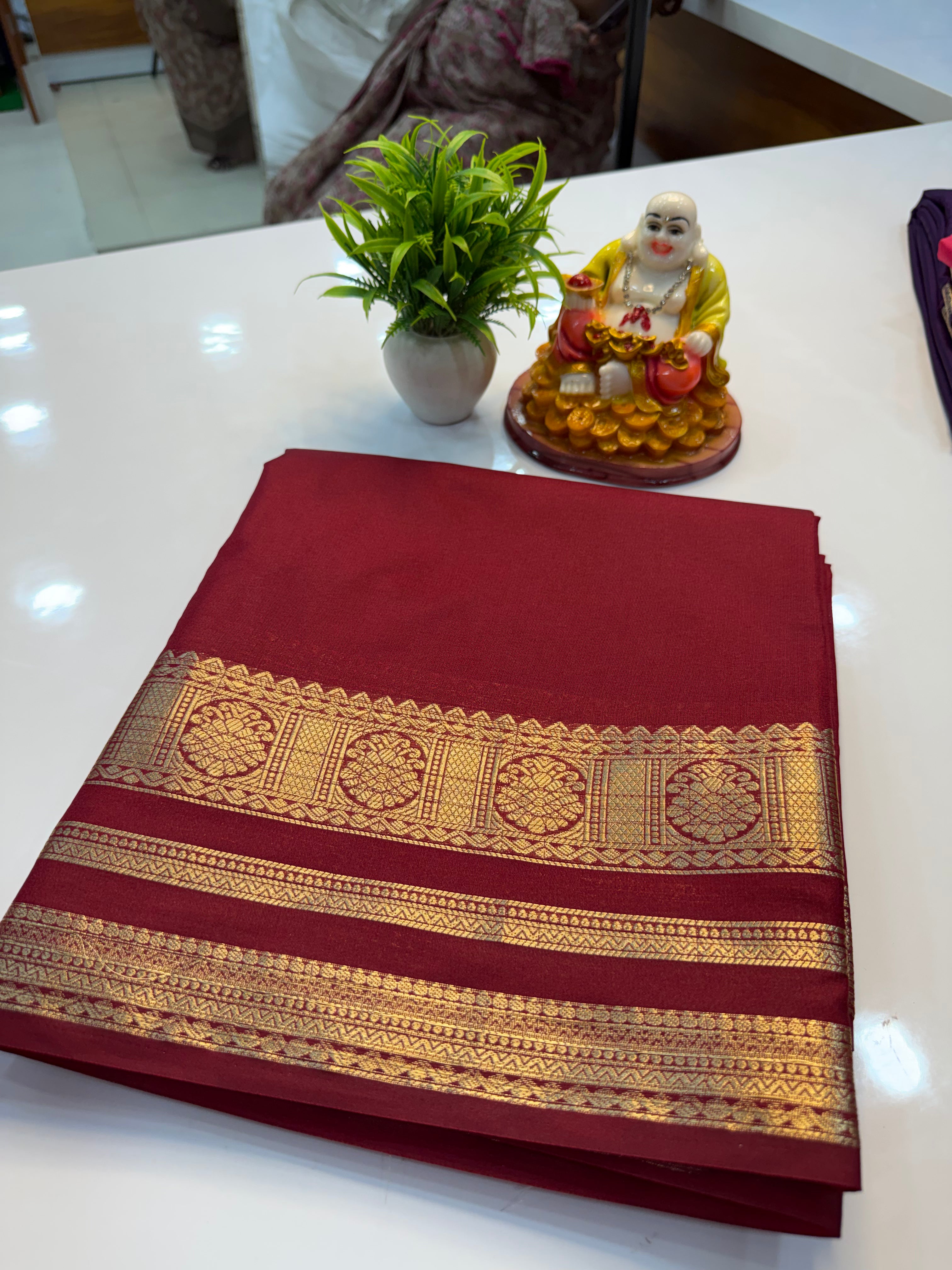 Mysore Crepe Silk Saree with Beautiful Border & Rich Pallu