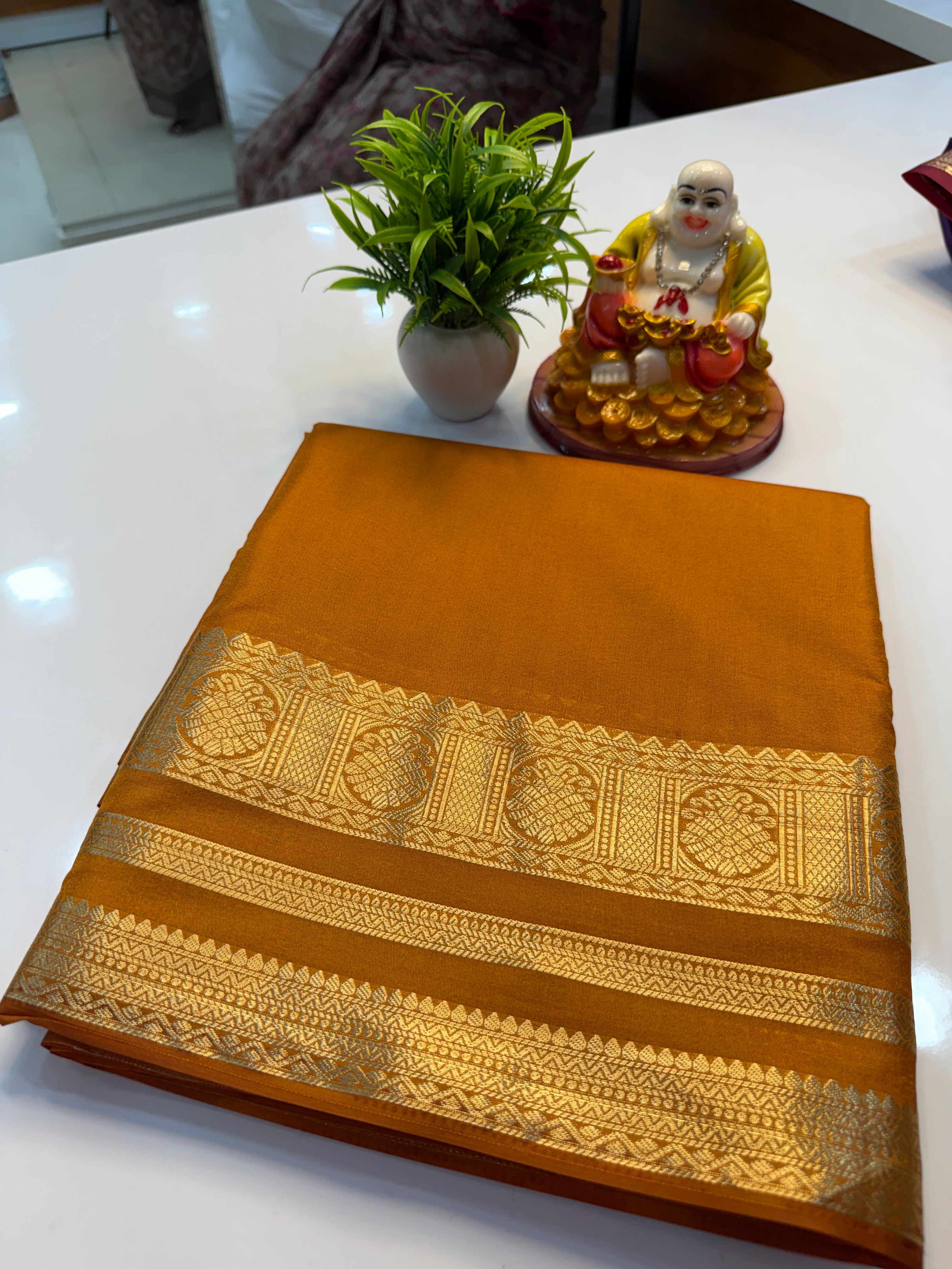 Mysore Crepe Silk Saree with Beautiful Border & Rich Pallu