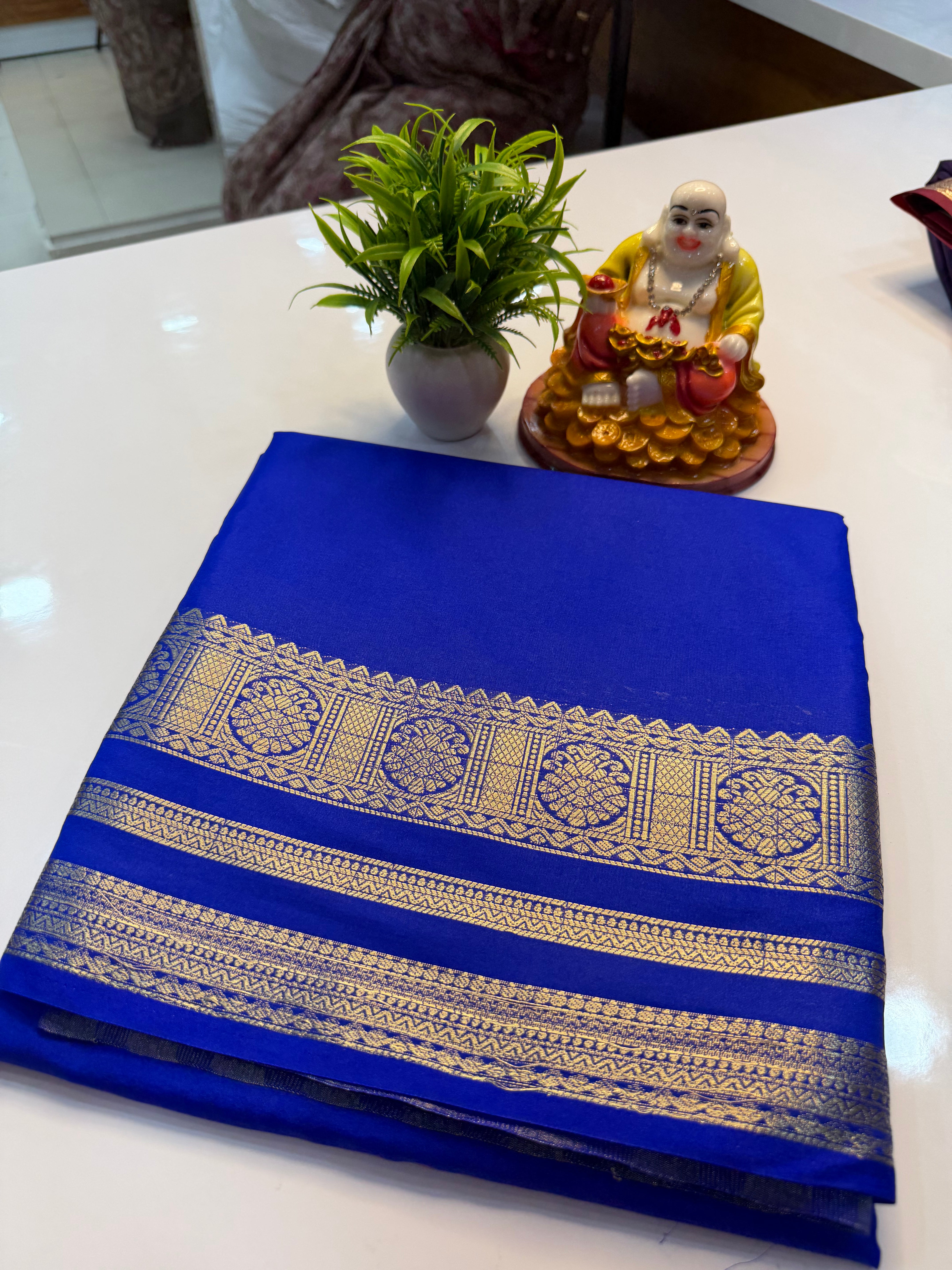 Mysore Crepe Silk Saree with Beautiful Border & Rich Pallu