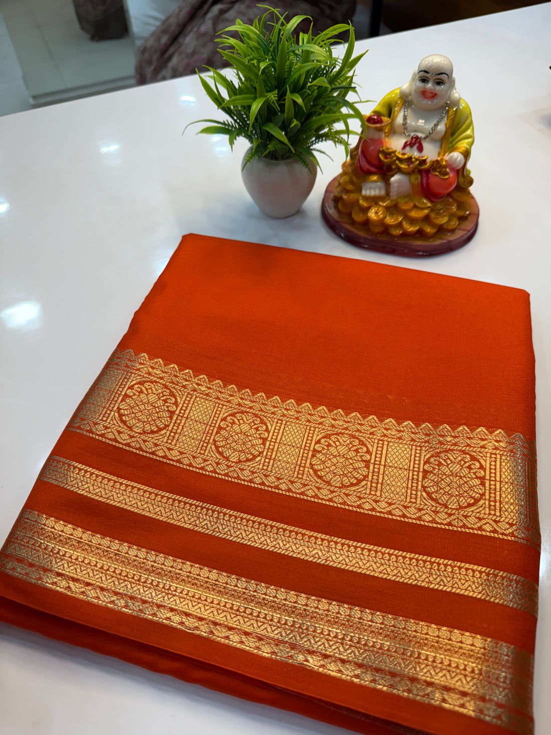 Mysore Crepe Silk Saree with Beautiful Border & Rich Pallu