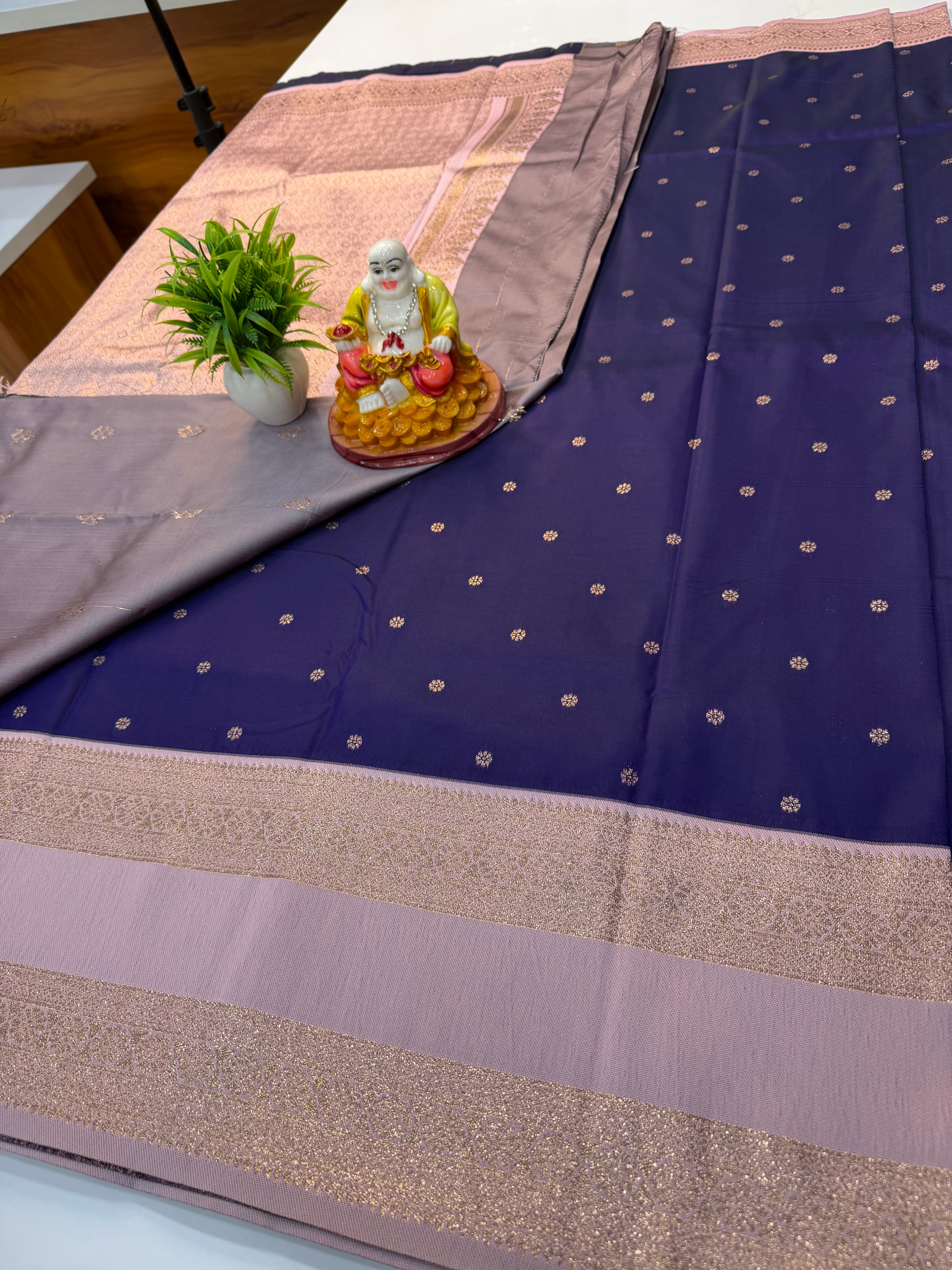 Semi Silk Saree with Buttas & Bentex Border