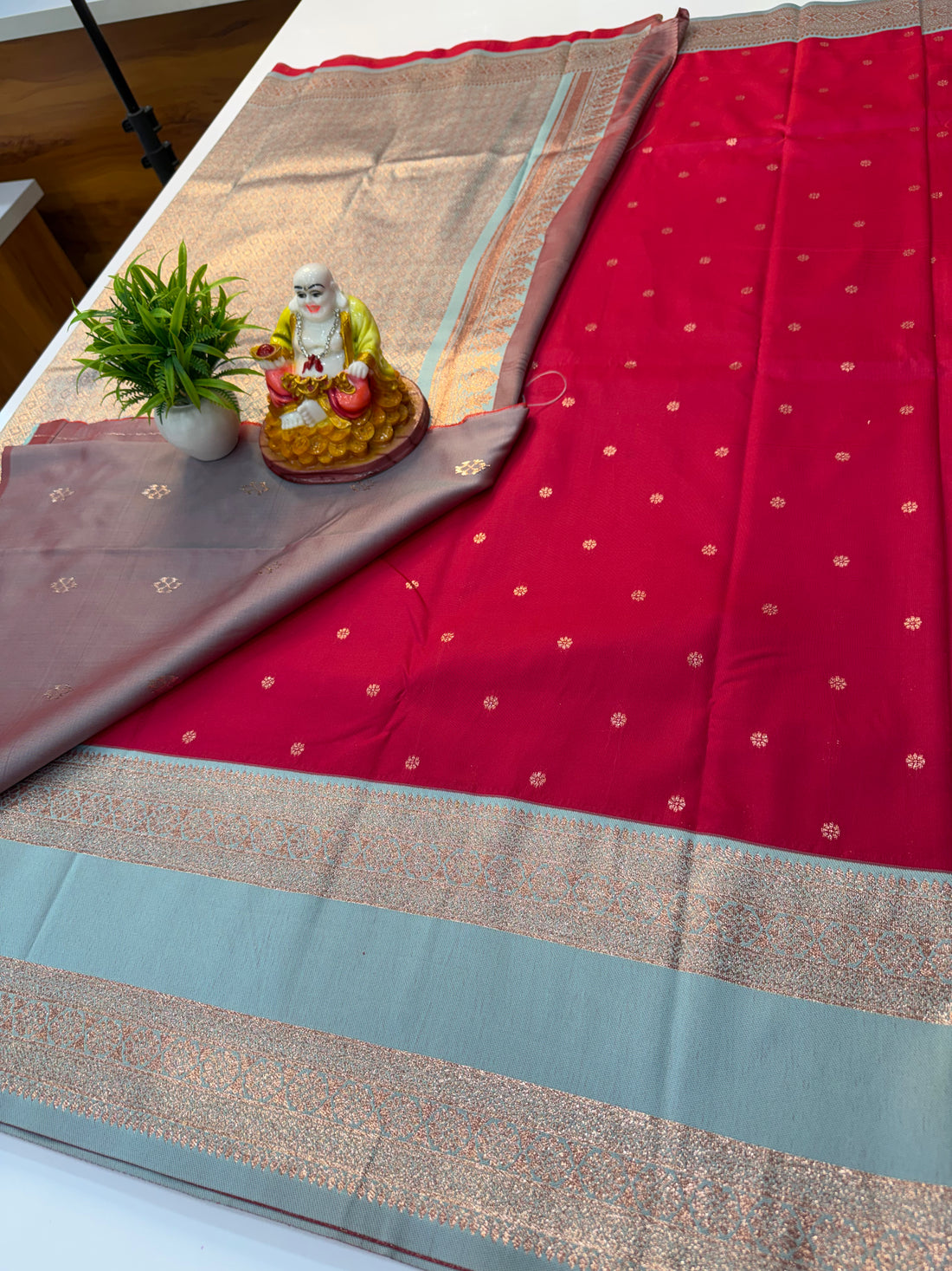 Semi Silk Saree with Buttas & Bentex Border