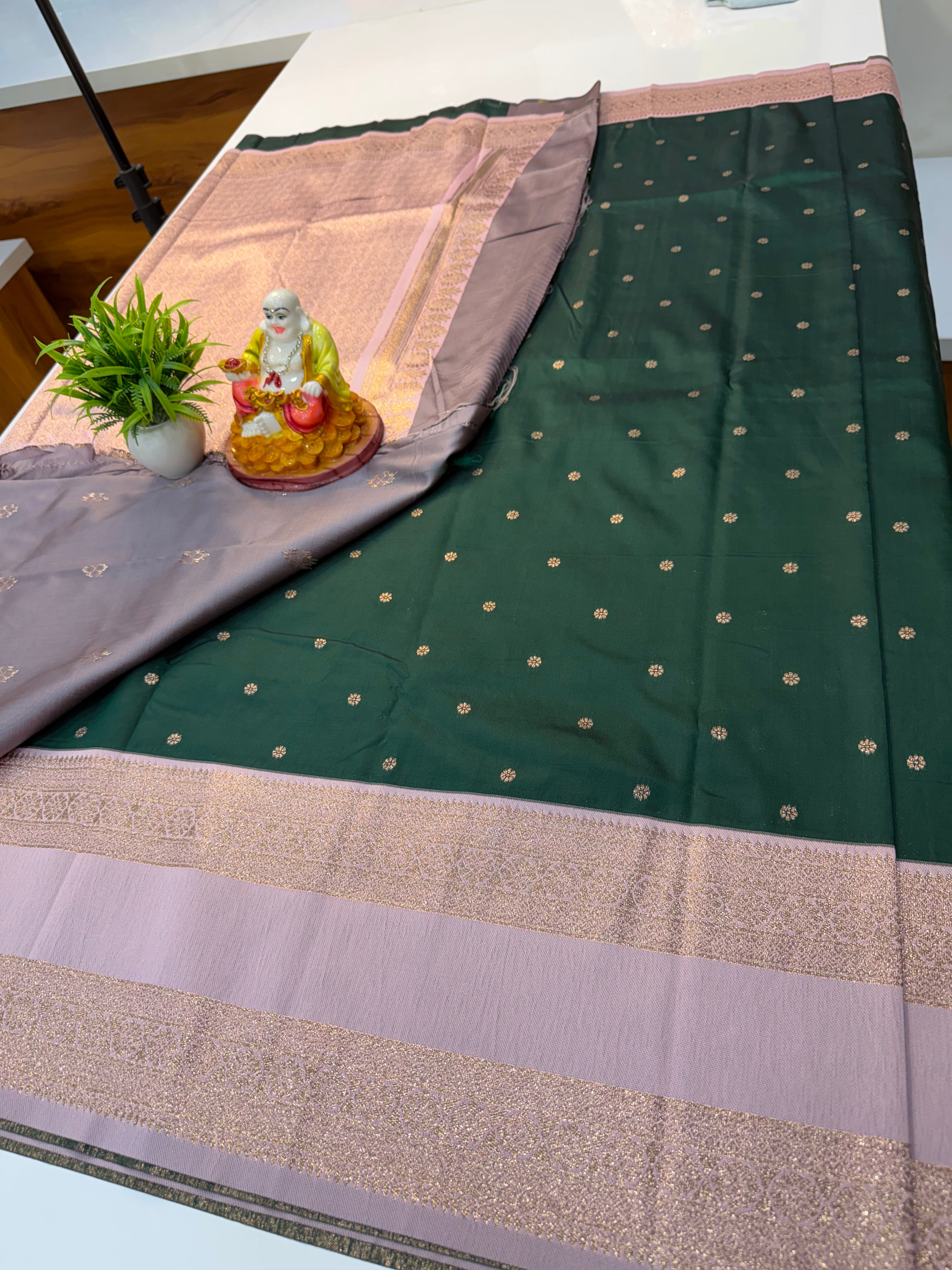Semi Silk Saree with Buttas & Bentex Border