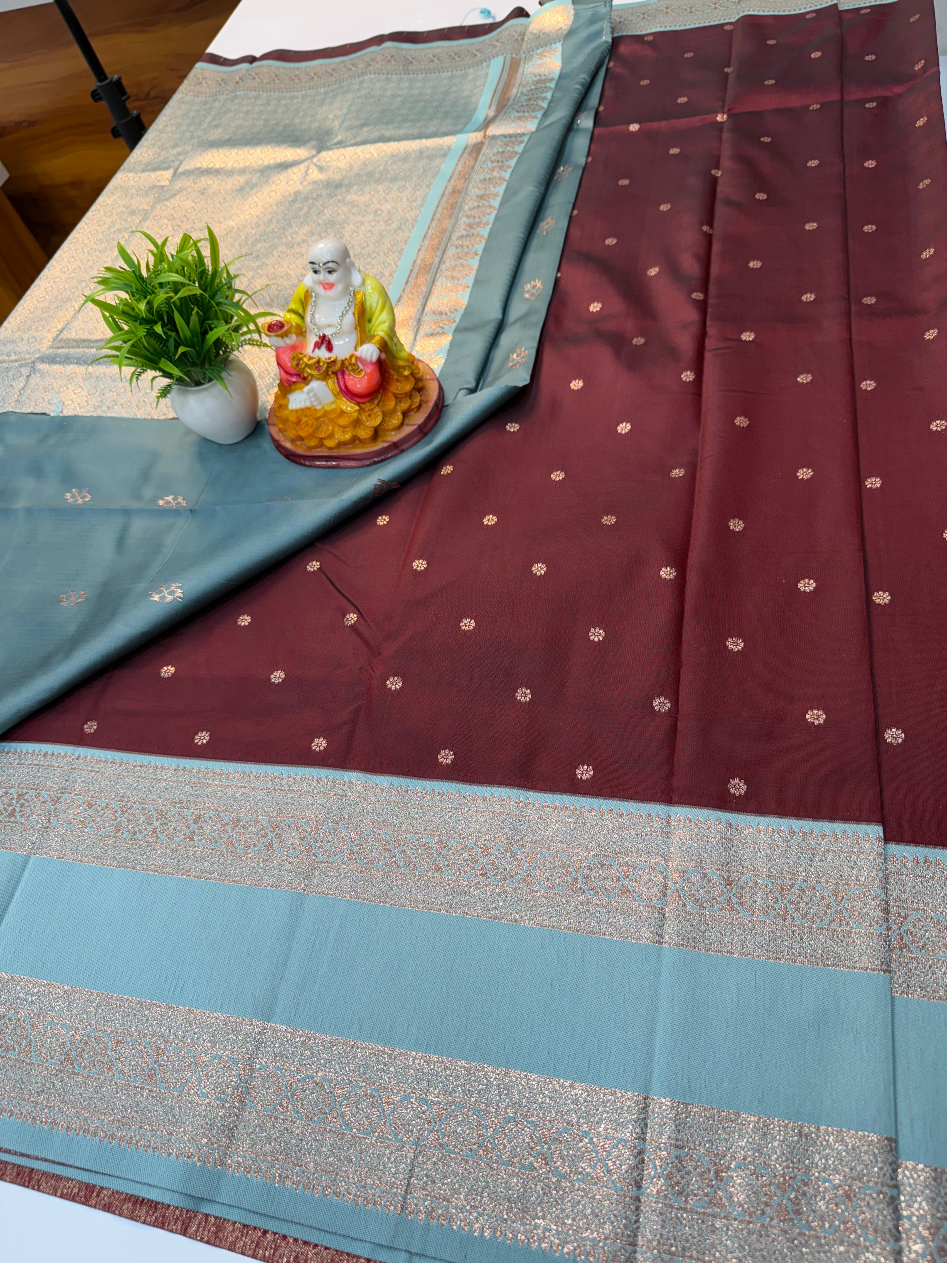 Semi Silk Saree with Buttas & Bentex Border