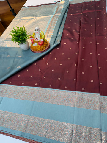 Semi Silk Saree with Buttas & Bentex Border