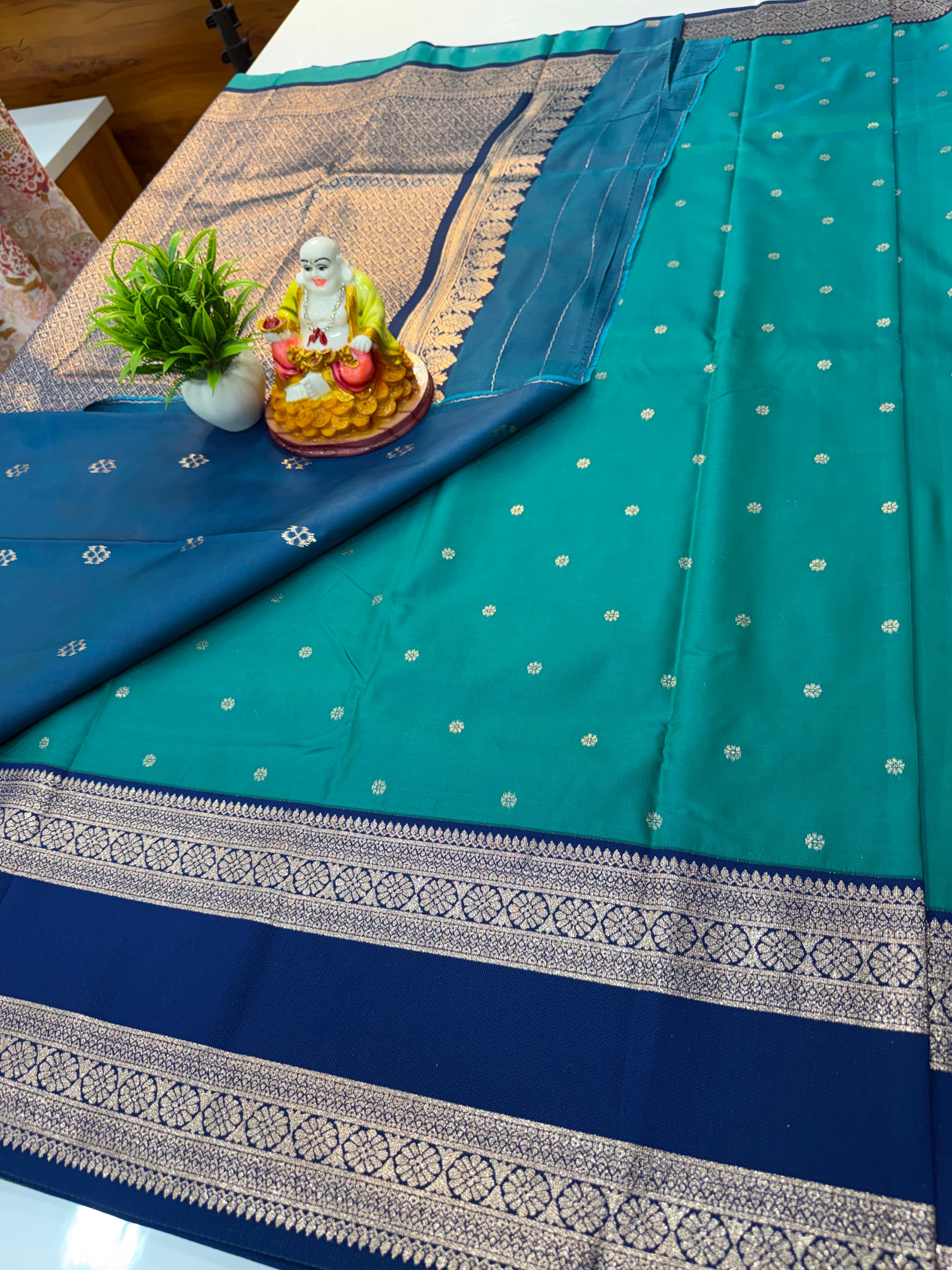 Semi Silk Saree with Buttas & Bentex Border
