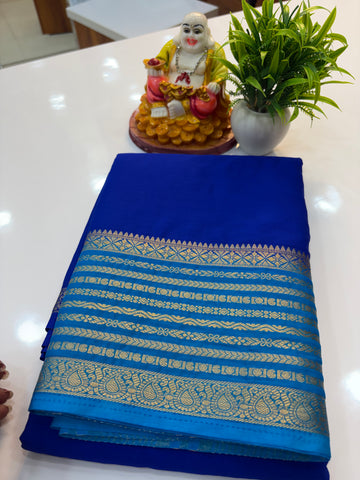 Mysore Crepe Silk Saree with Contrast Border &amp; Pallu