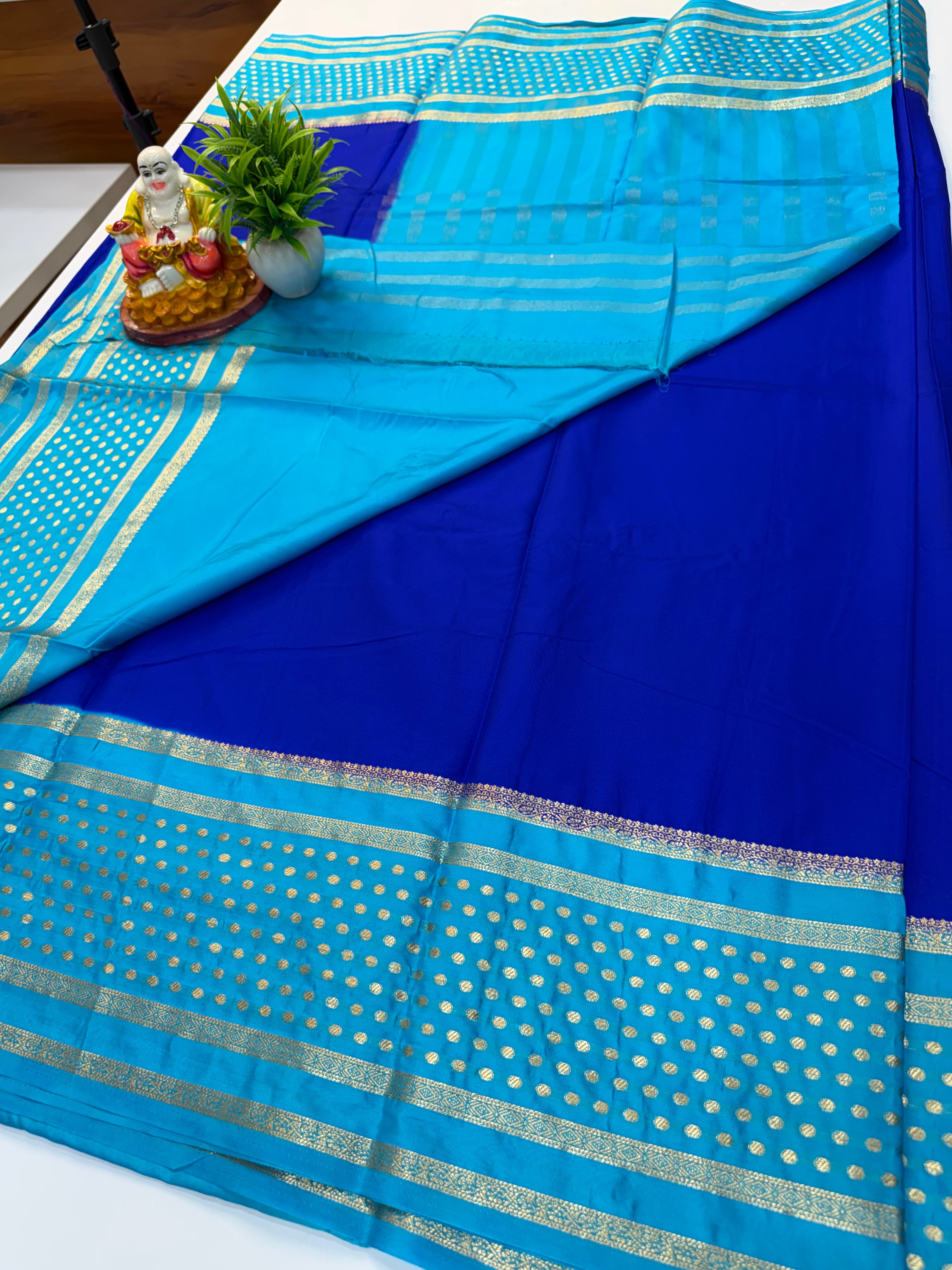 Premium Mysore Crepe Silk Saree with Elegant Bindhi Border