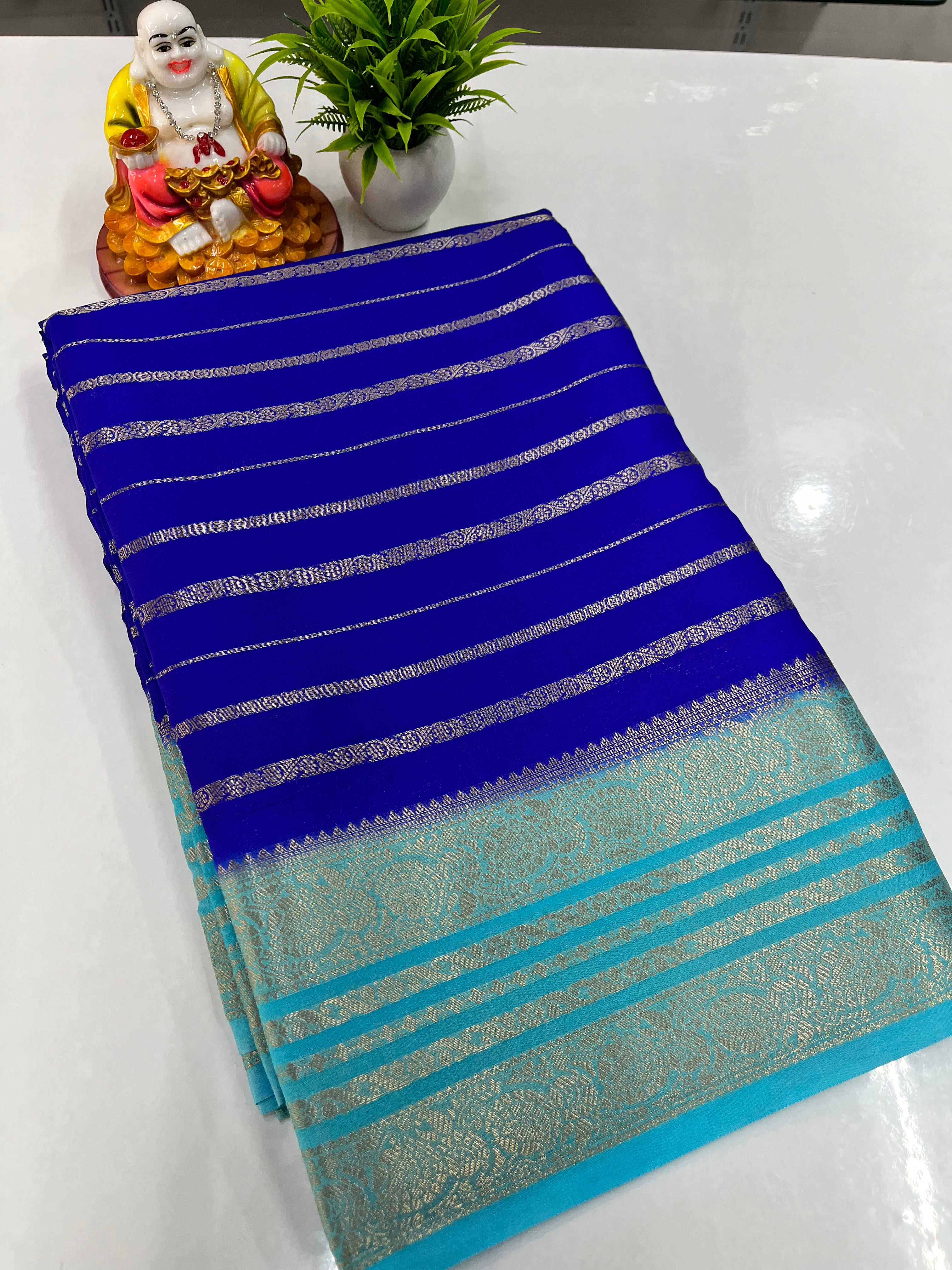 Semi Crepe Saree with Stripes and Beautiful Colors – Padmavathi Silks and Sarees