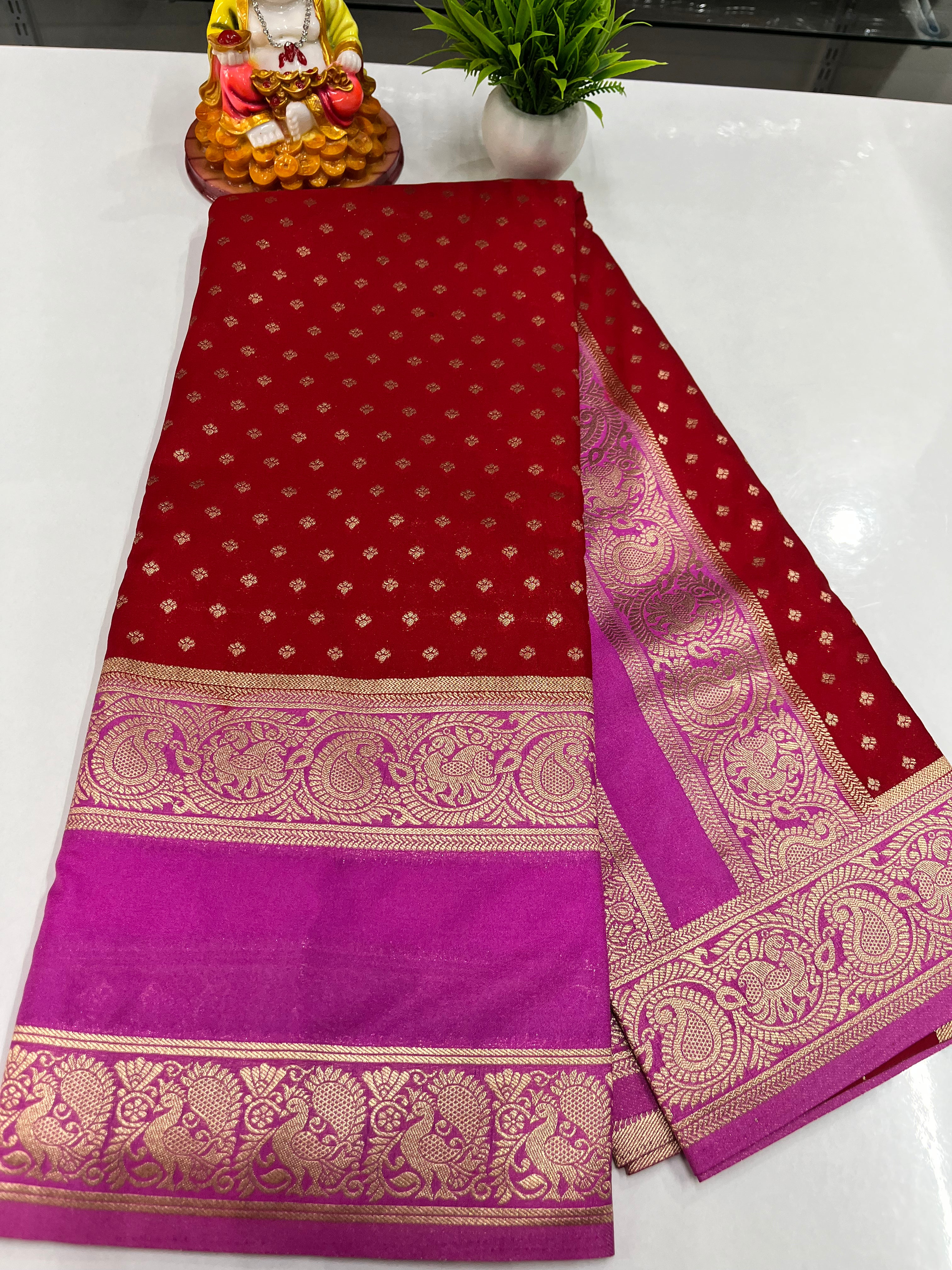 Premium Georgette Saree with Elegant Peacock Design – Padmavathi Silks and Sarees