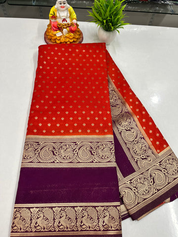 Premium Georgette Saree with Elegant Peacock Design – Padmavathi Silks and Sarees