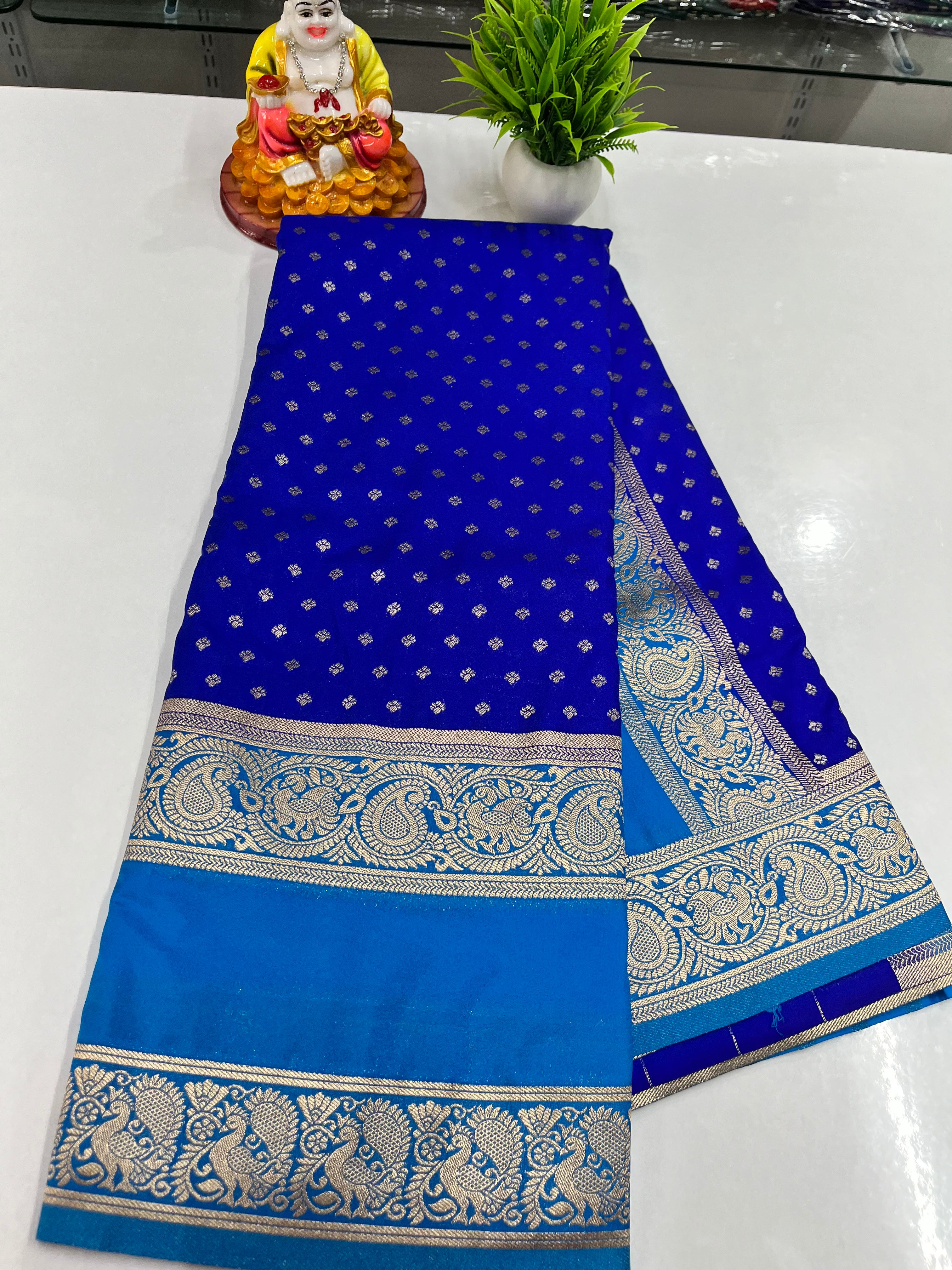 Premium Georgette Saree with Elegant Peacock Design – Padmavathi Silks and Sarees