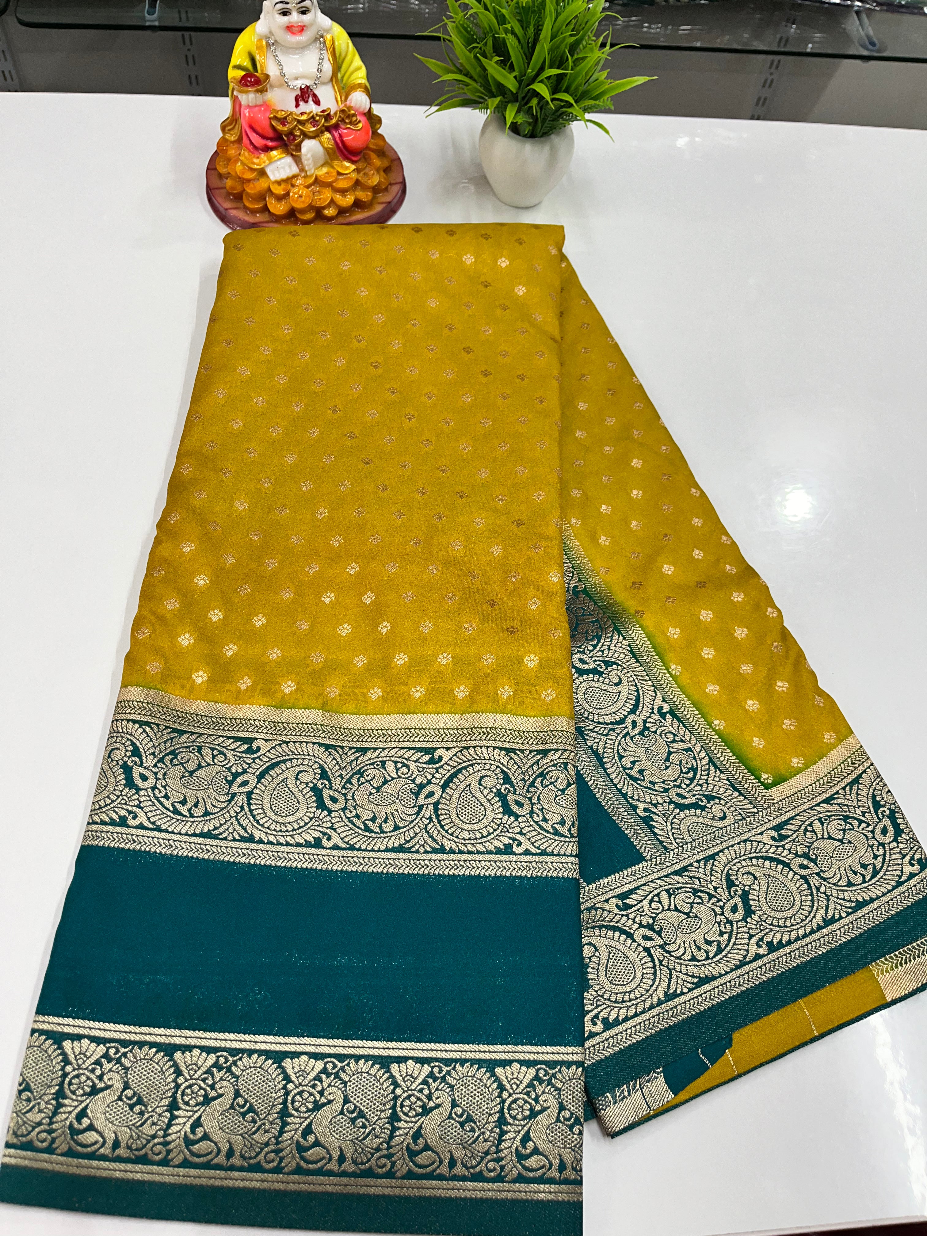 Premium Georgette Saree with Elegant Peacock Design – Padmavathi Silks and Sarees