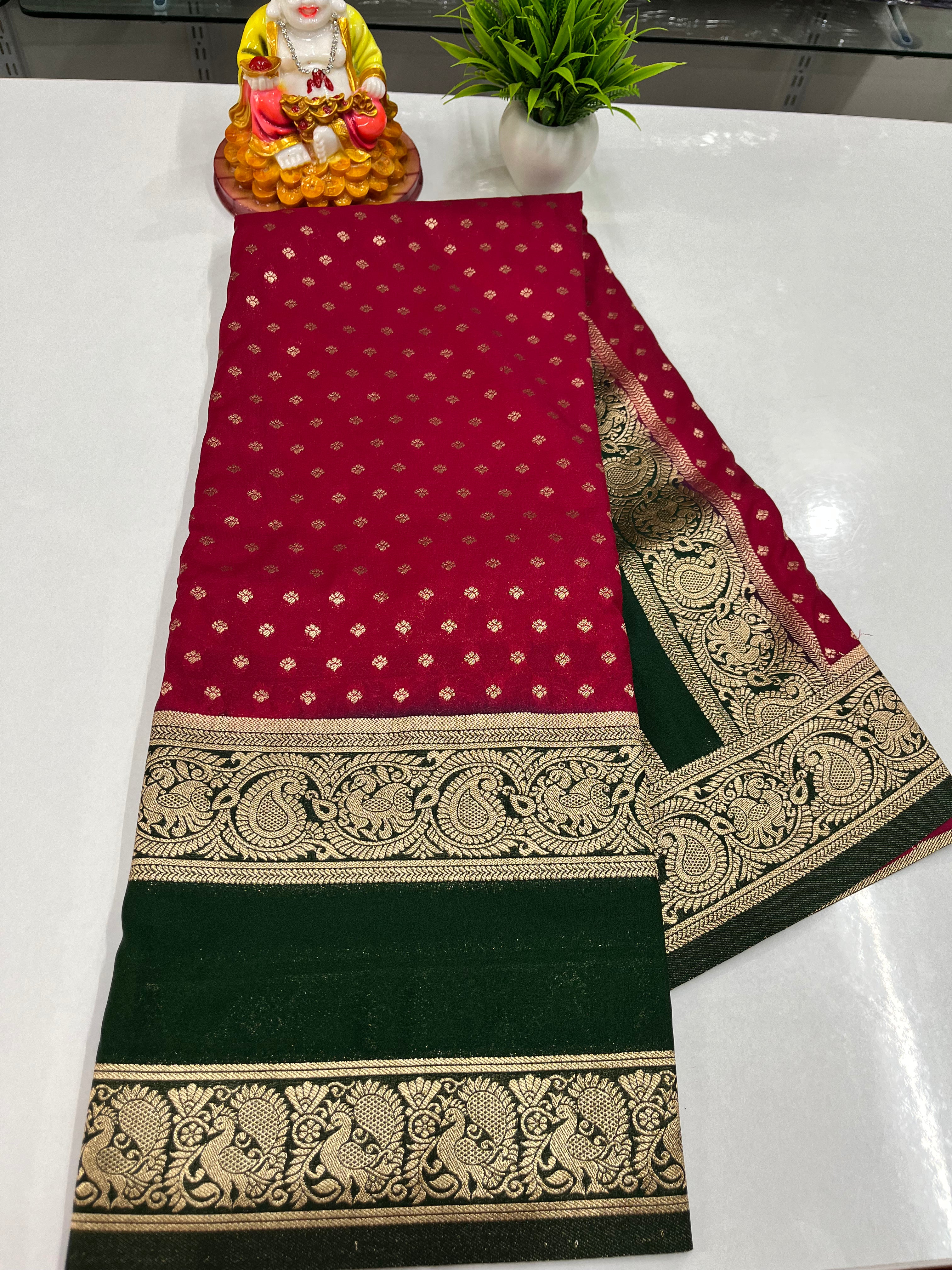 Premium Georgette Saree with Elegant Peacock Design – Padmavathi Silks and Sarees