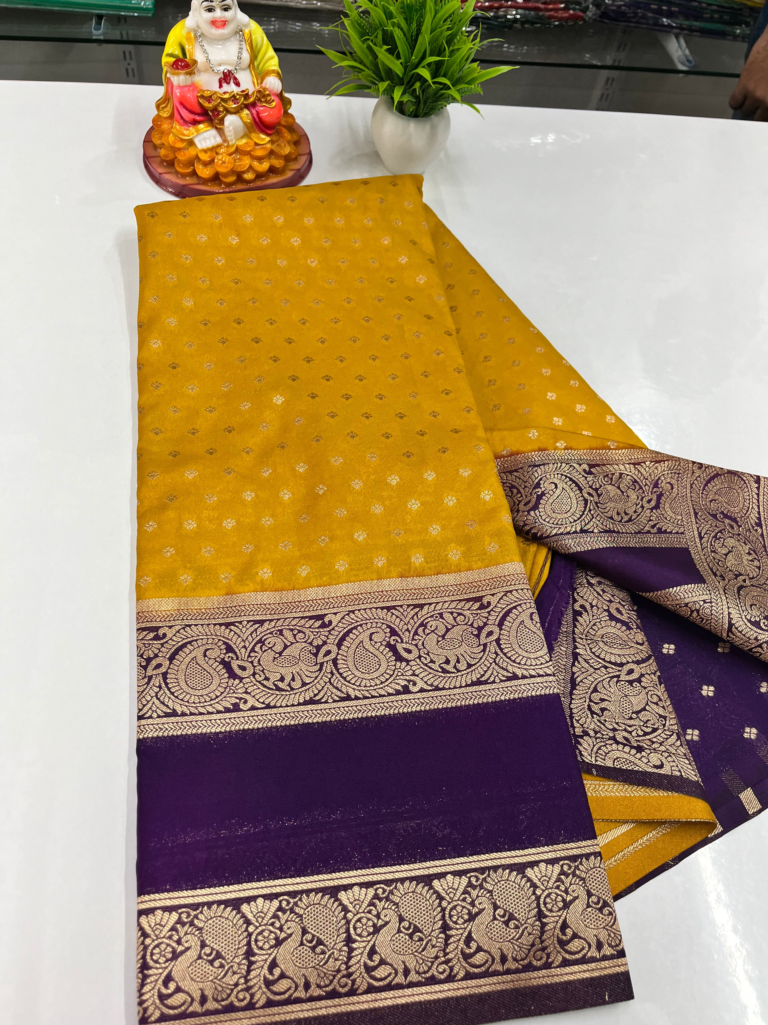 Premium Georgette Saree with Elegant Peacock Design – Padmavathi Silks and Sarees