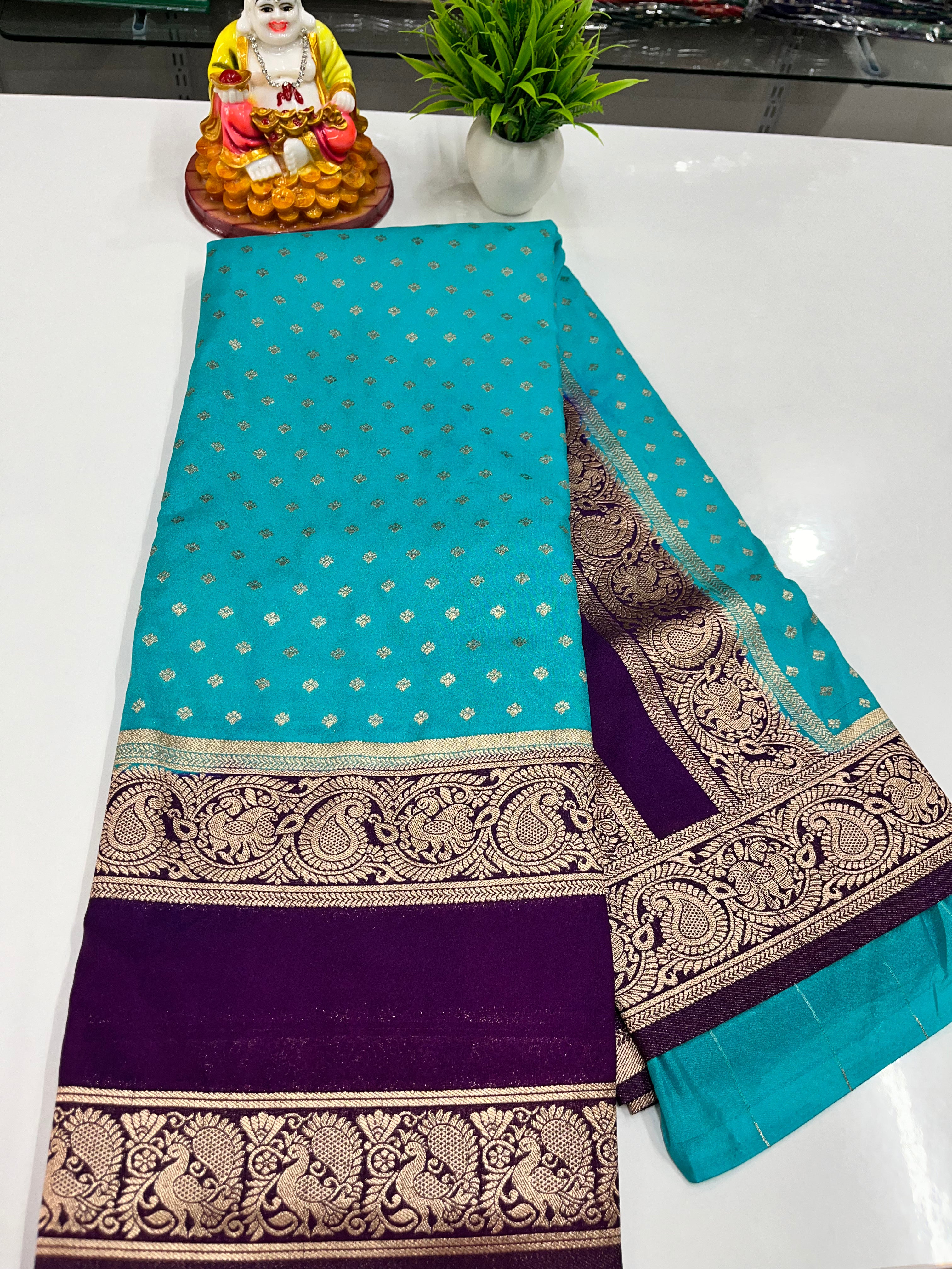 Premium Georgette Saree with Elegant Peacock Design – Padmavathi Silks and Sarees