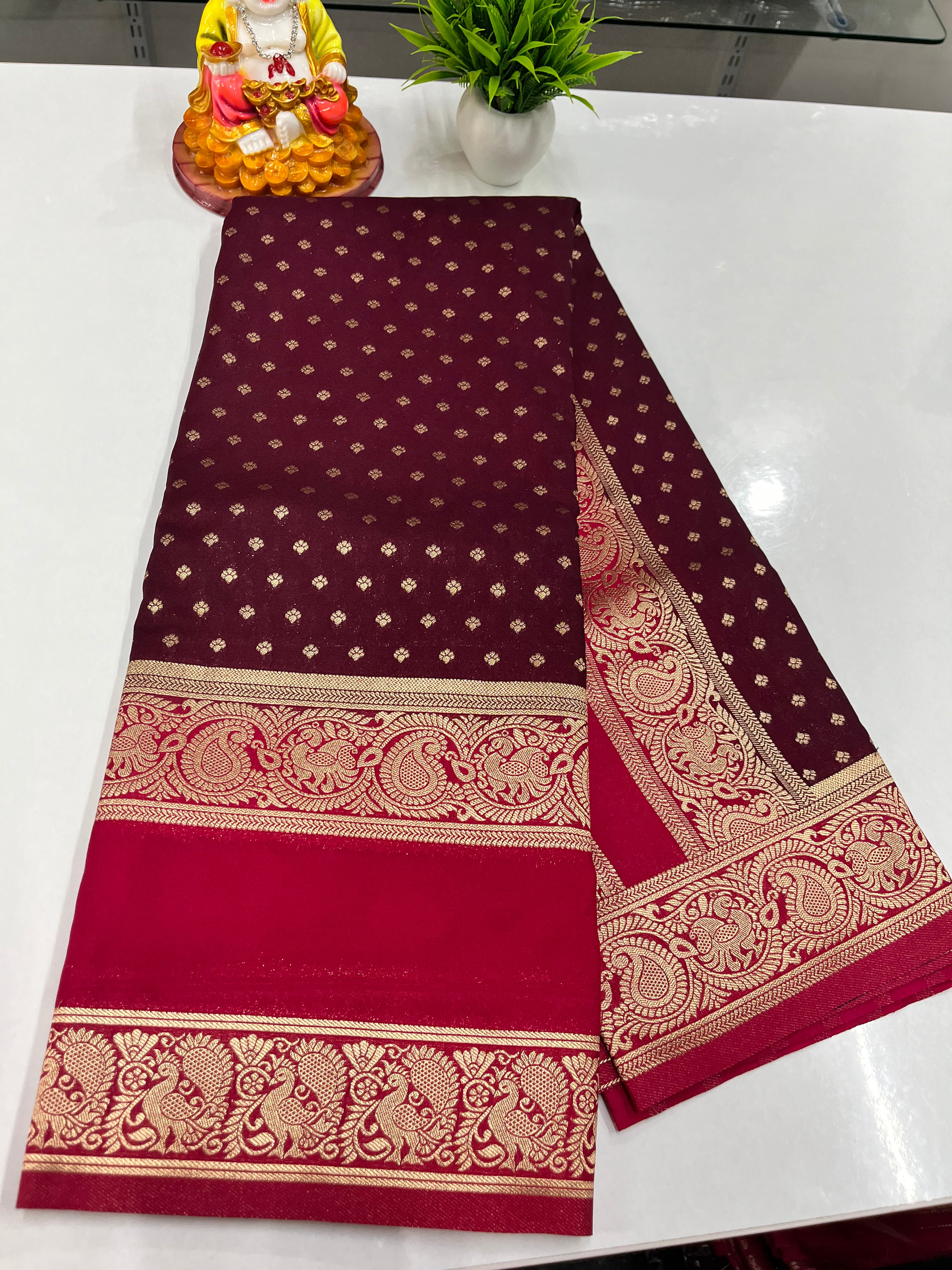 Premium Georgette Saree with Elegant Peacock Design – Padmavathi Silks and Sarees