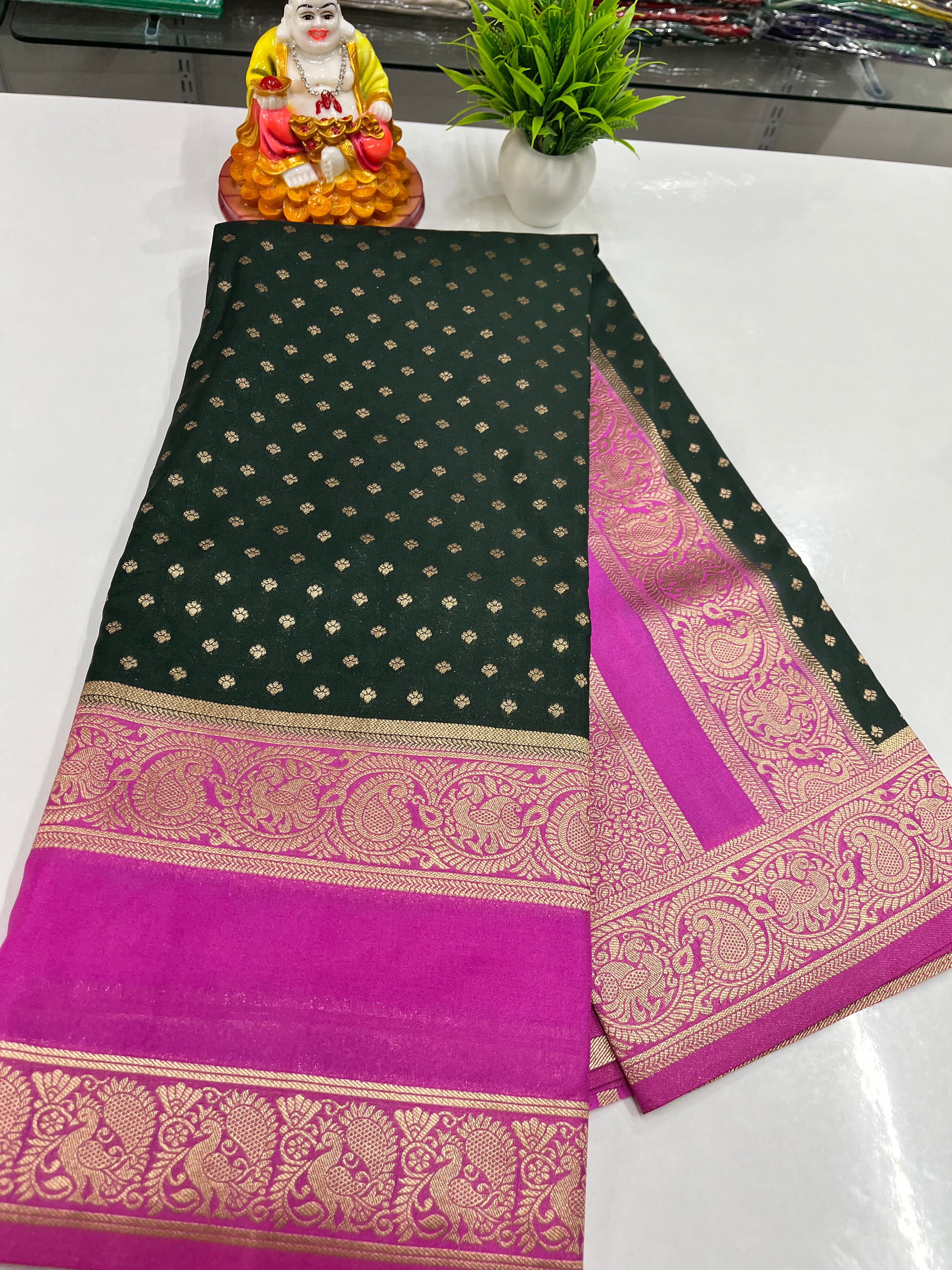 Premium Georgette Saree with Elegant Peacock Design – Padmavathi Silks and Sarees