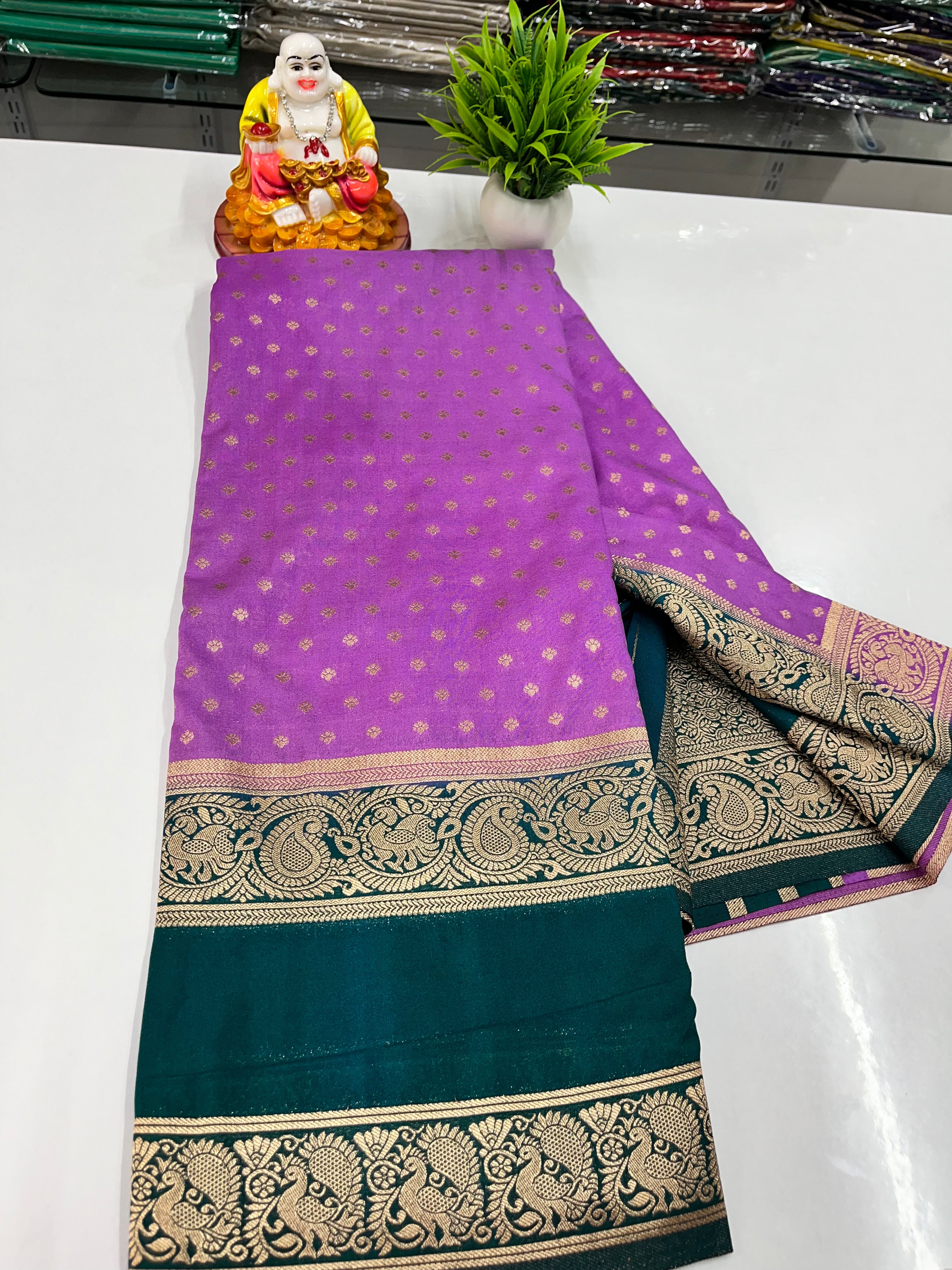 Premium Georgette Saree with Elegant Peacock Design – Padmavathi Silks and Sarees