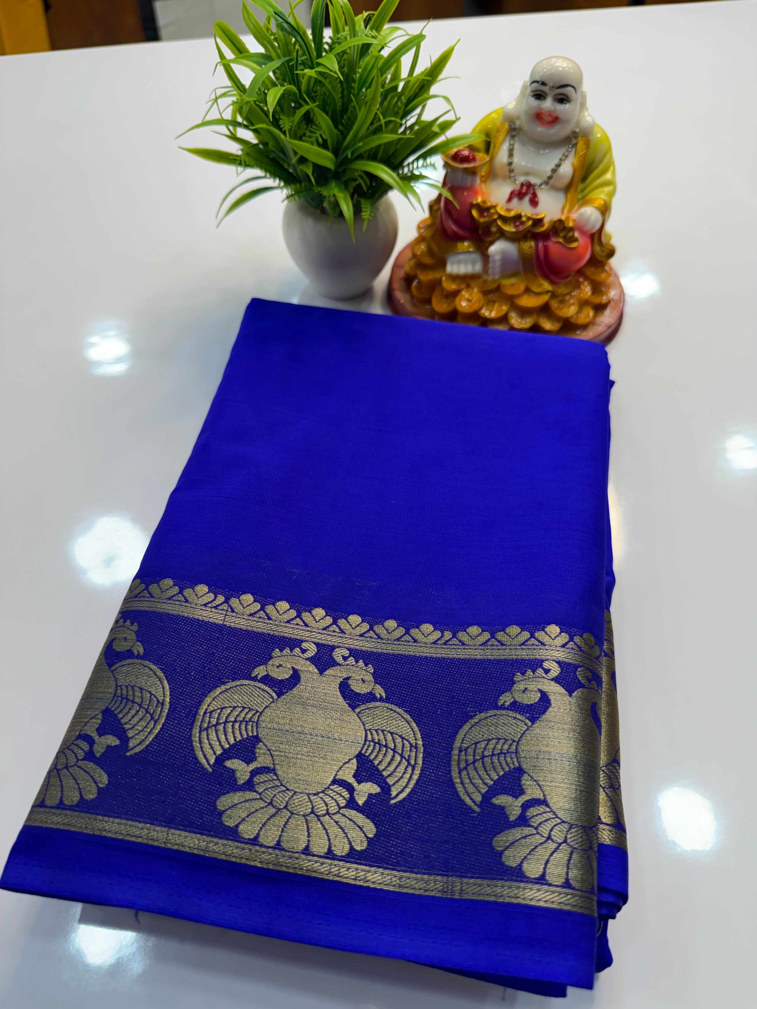 Mysore Crepe Silk Saree with Gandaberunda Design & Chit Pallu