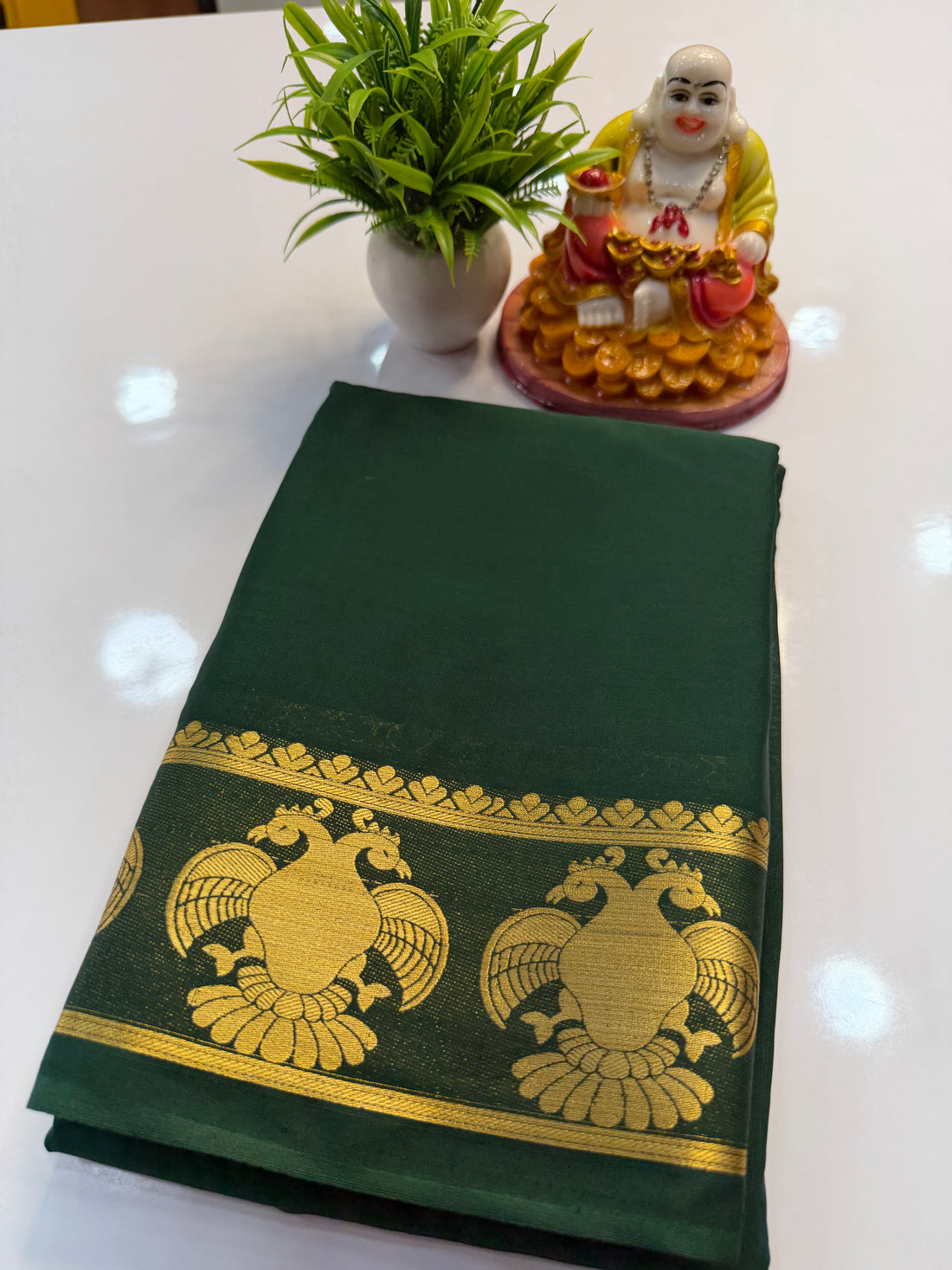 Mysore Crepe Silk Saree with Gandaberunda Design & Chit Pallu