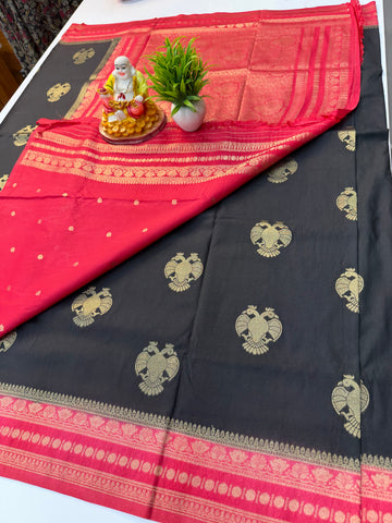 Premium Georgette Saree with Garuda design  – Rich Pallu & Butta Blouse