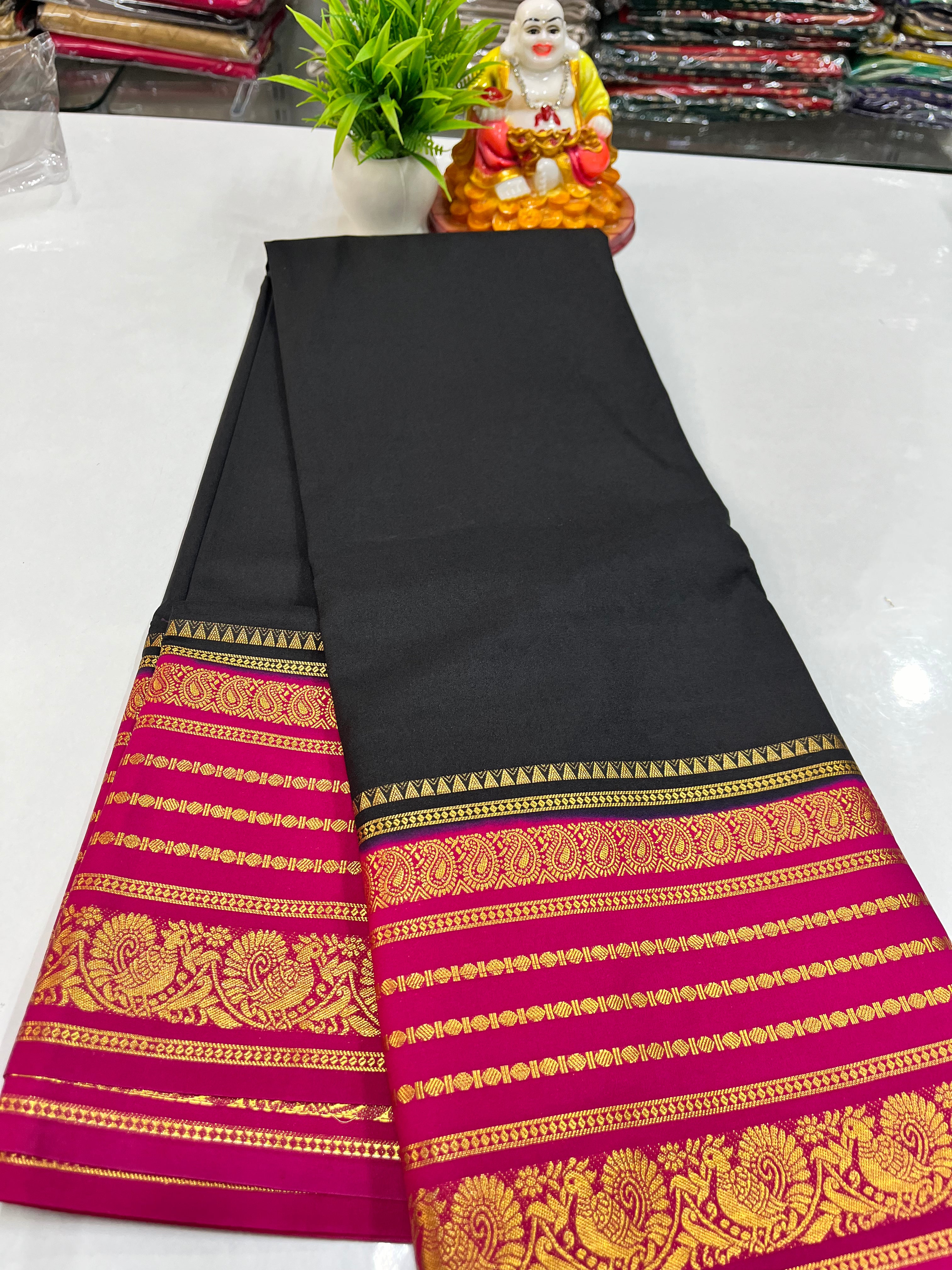 Semi Crepe Saree with Elegant Peacock Design – Padmavathi Silks and Sarees