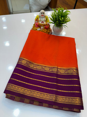 Mysore Crepe Silk Saree with Beautiful Border | Padmavathi Silks and Sarees