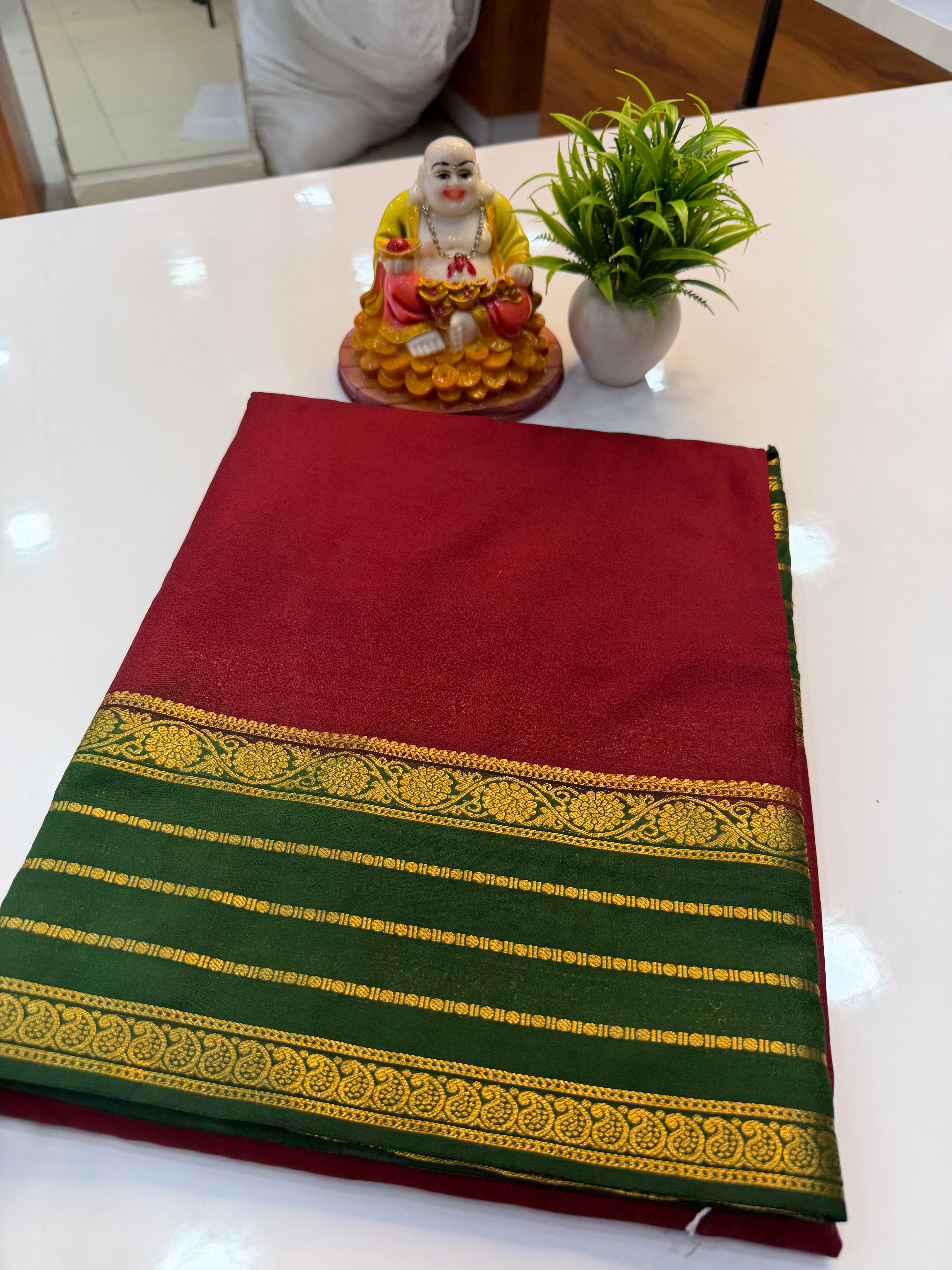 Mysore Crepe Silk Saree with Beautiful Border | Padmavathi Silks and Sarees