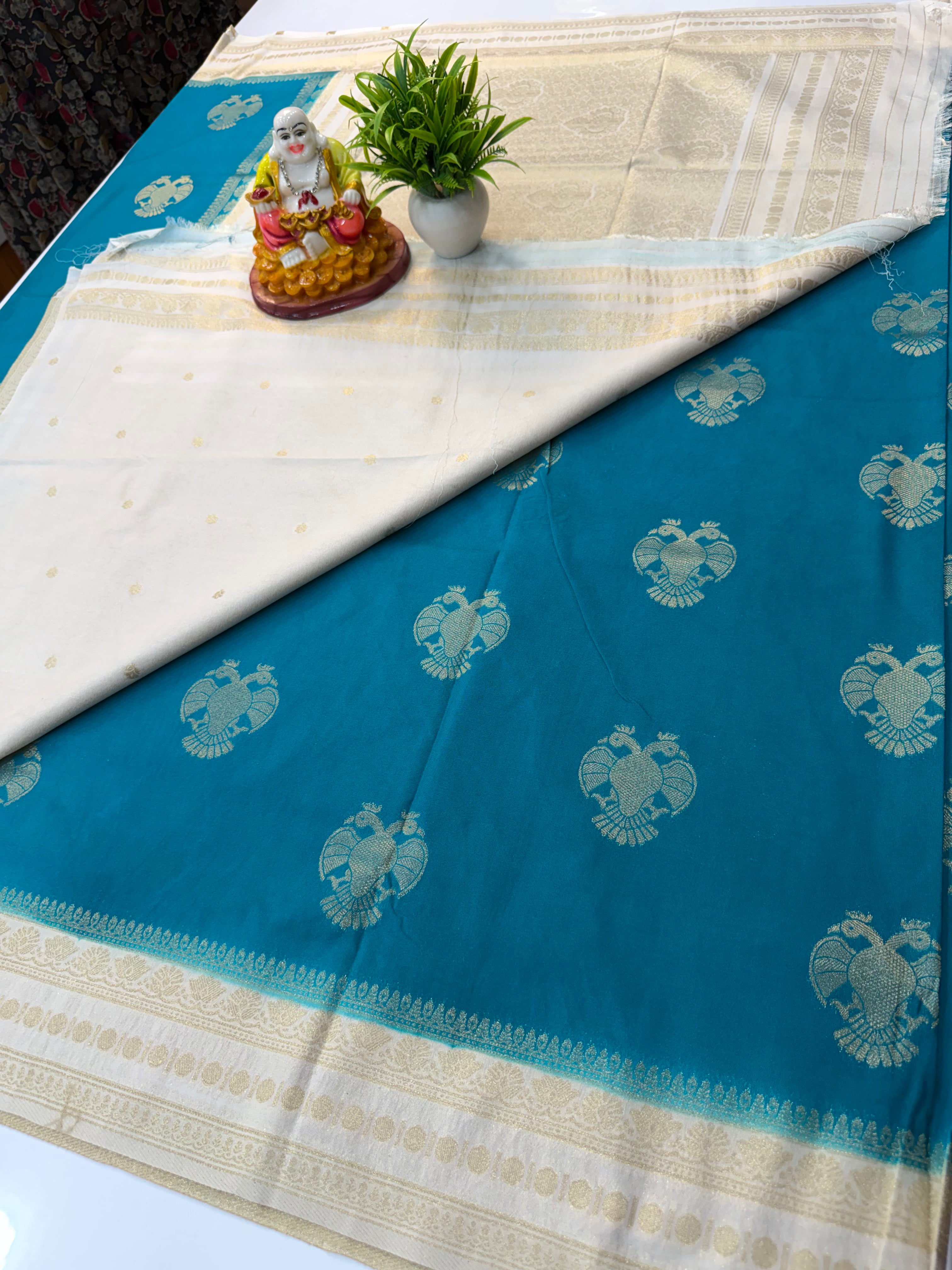 Premium Georgette Saree with Garuda design  – Rich Pallu & Butta Blouse