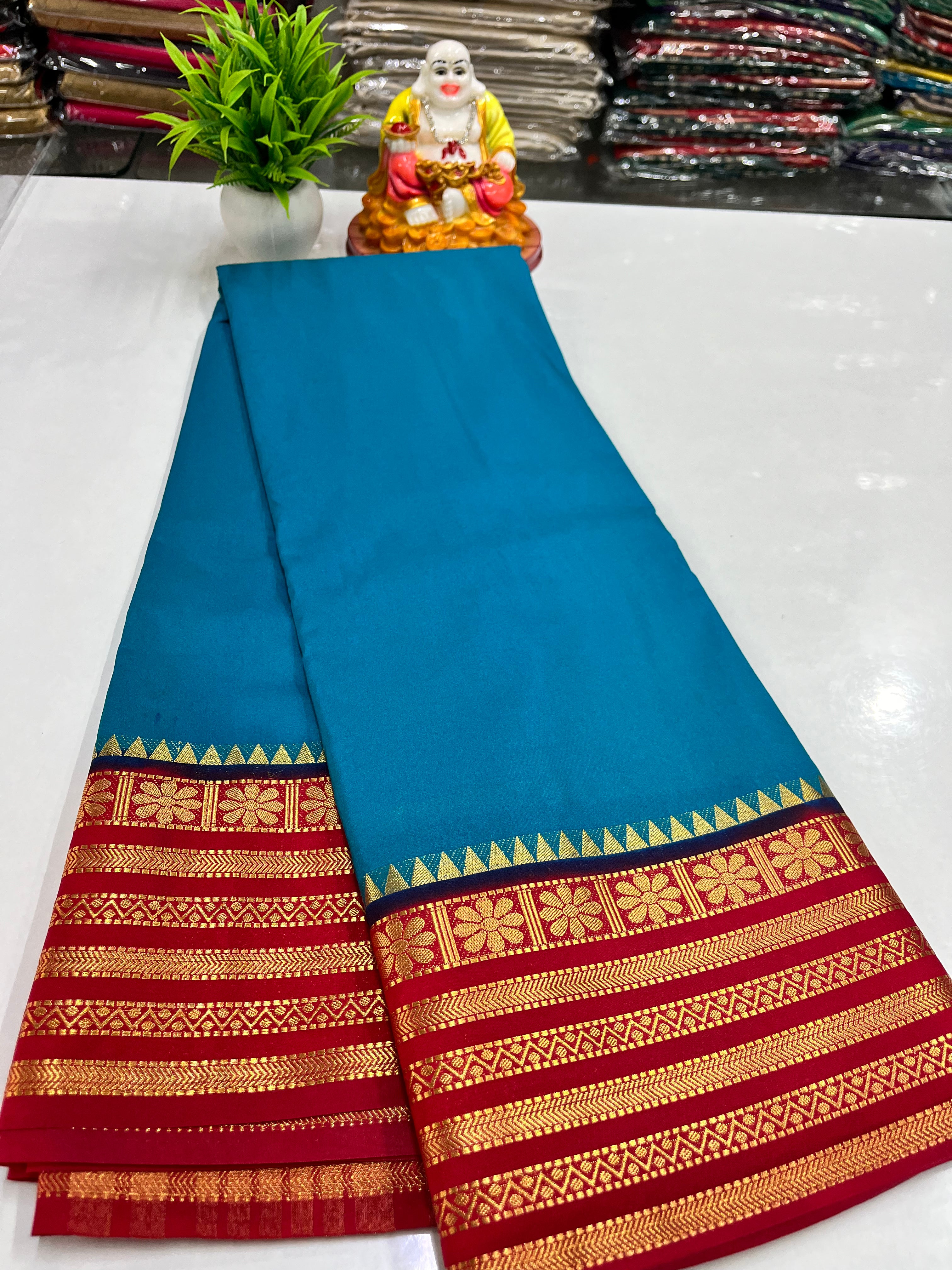 Elegant Semi Crepe Saree with Beautiful Flower Design – Padmavathi Silks and Sarees