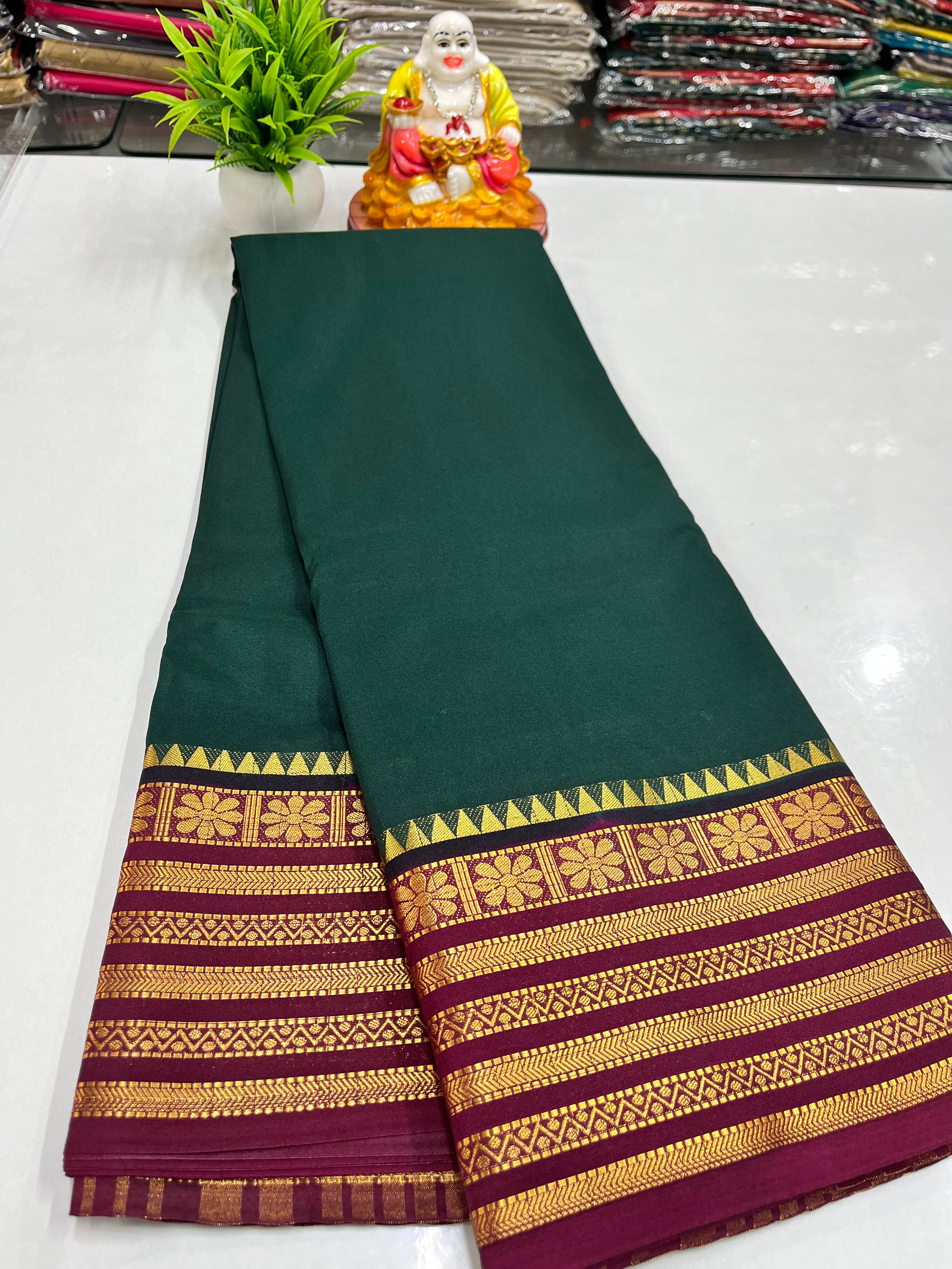 Elegant Semi Crepe Saree with Beautiful Flower Design – Padmavathi Silks and Sarees