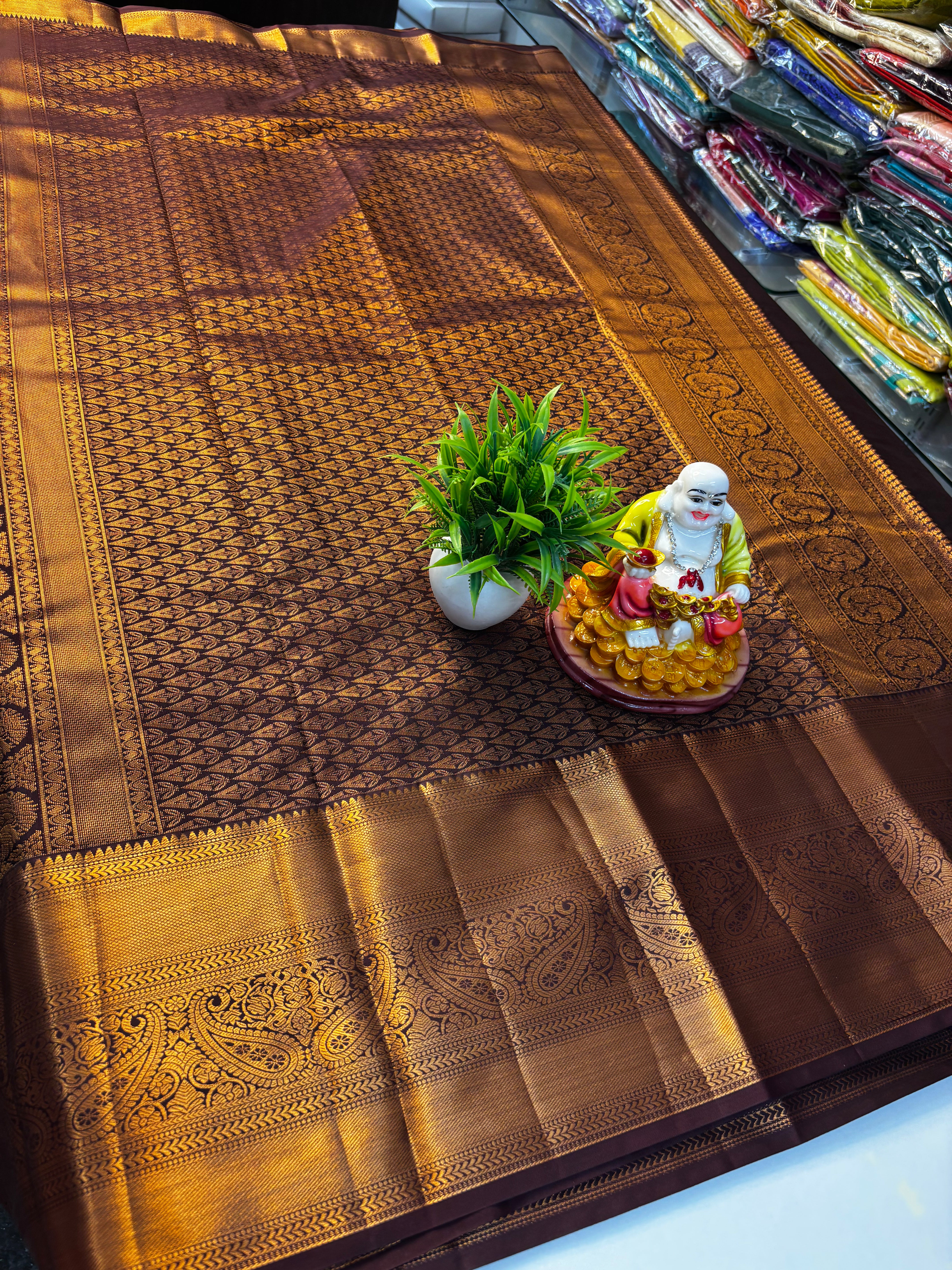 Premium Semi Silk Saree – Rust Orange with Brown Shade