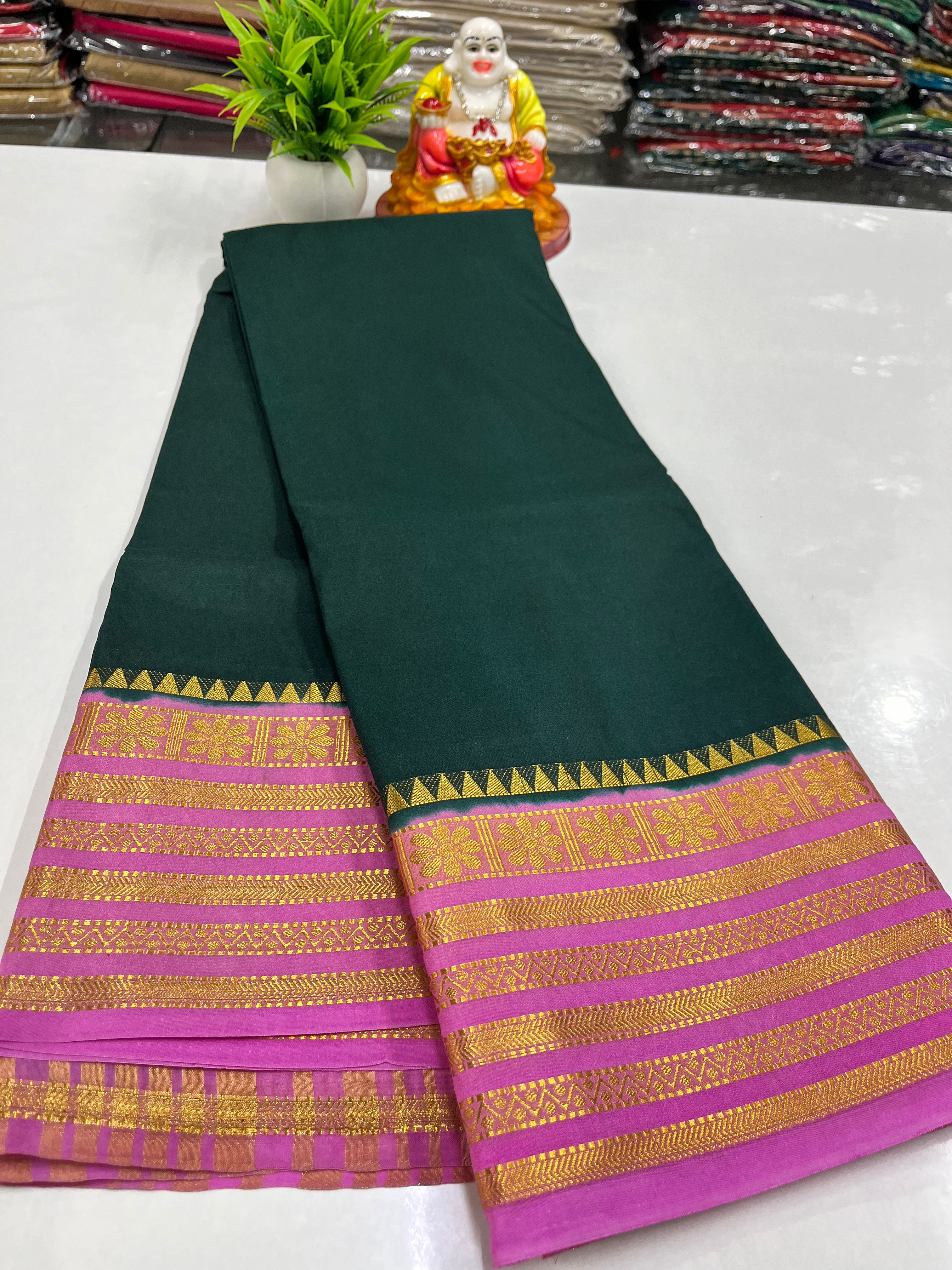 Elegant Semi Crepe Saree with Beautiful Flower Design – Padmavathi Silks and Sarees