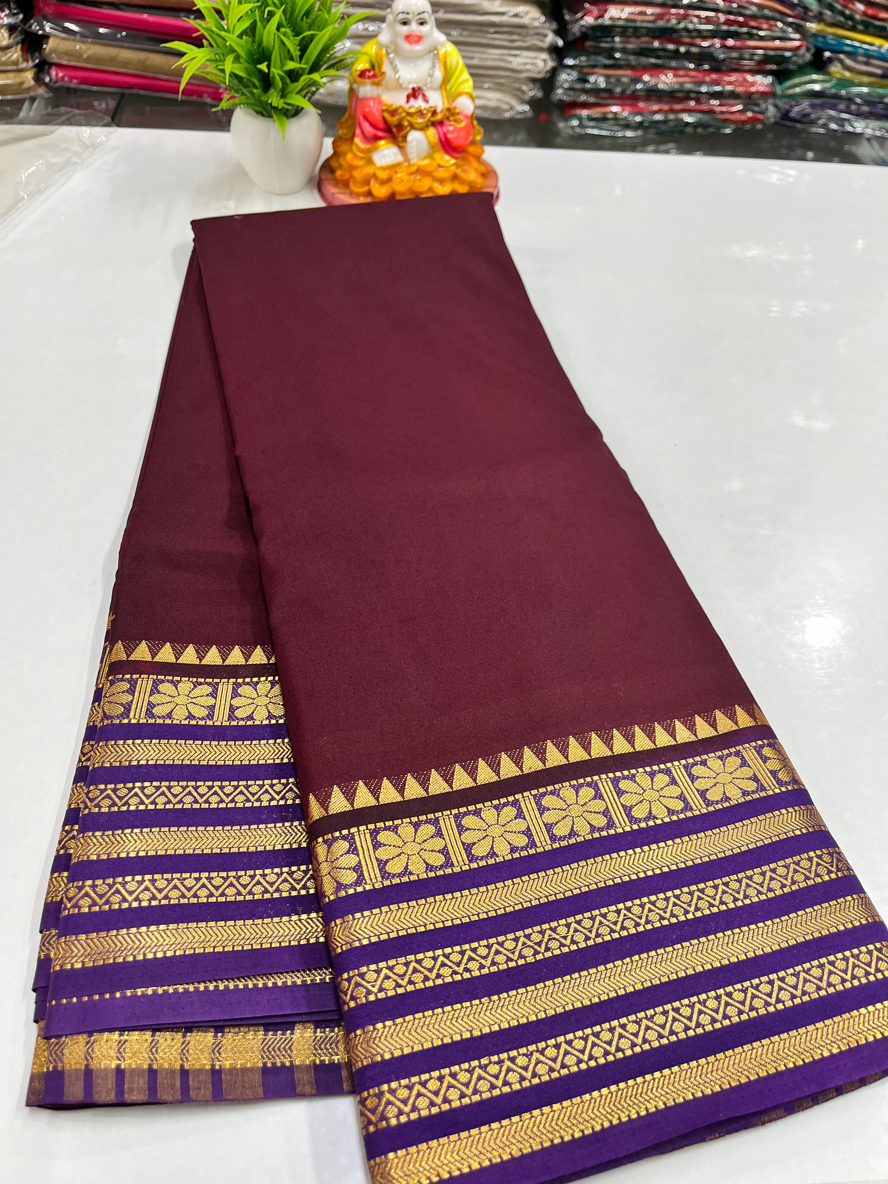 Elegant Semi Crepe Saree with Beautiful Flower Design – Padmavathi Silks and Sarees