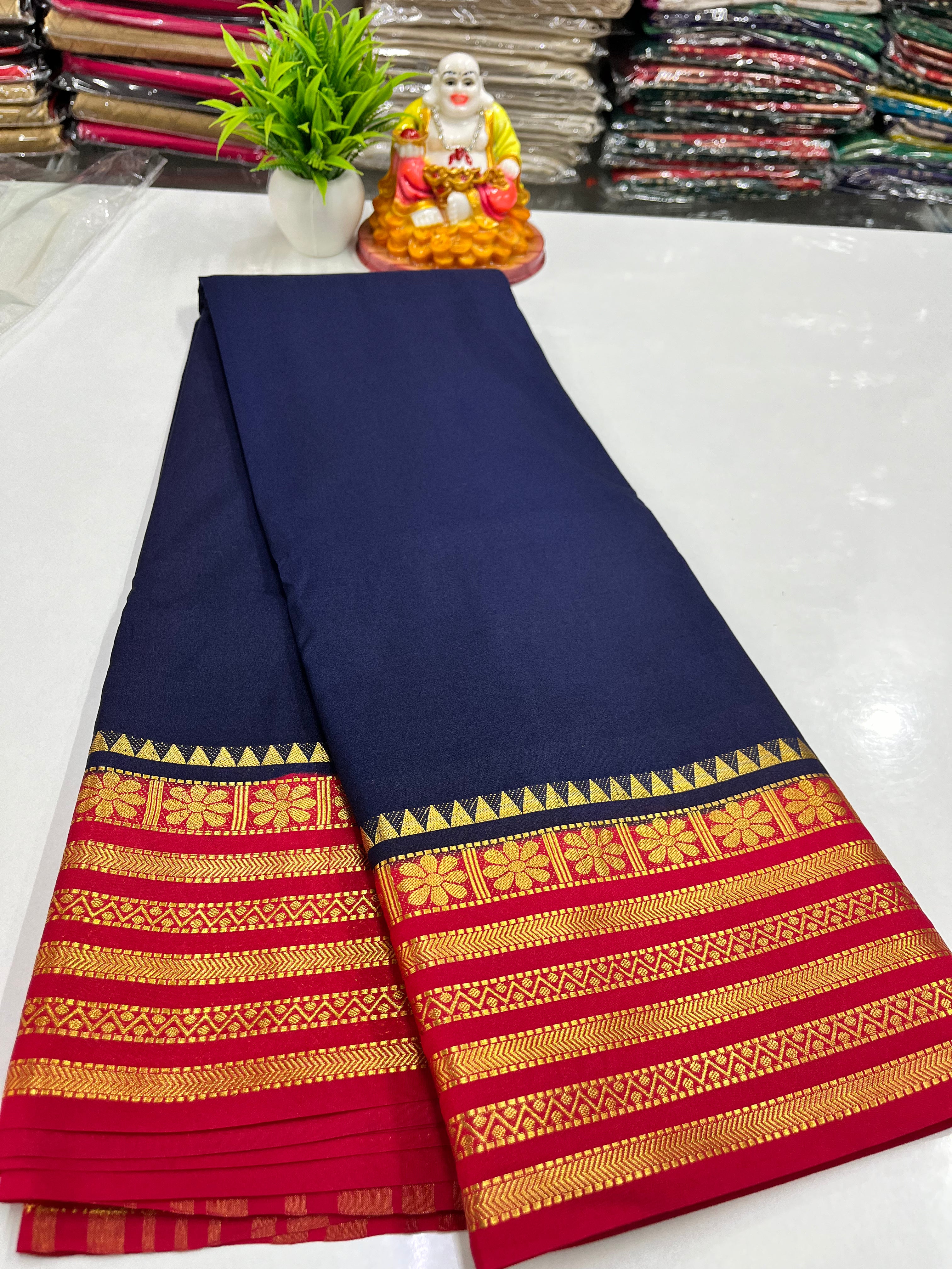 Elegant Semi Crepe Saree with Beautiful Flower Design – Padmavathi Silks and Sarees