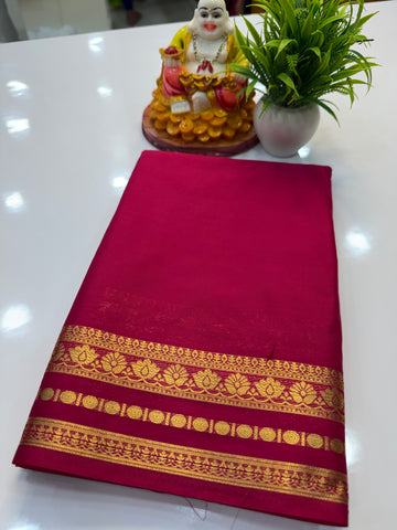 Mysore Crepe Silk Saree with Lotus Border
