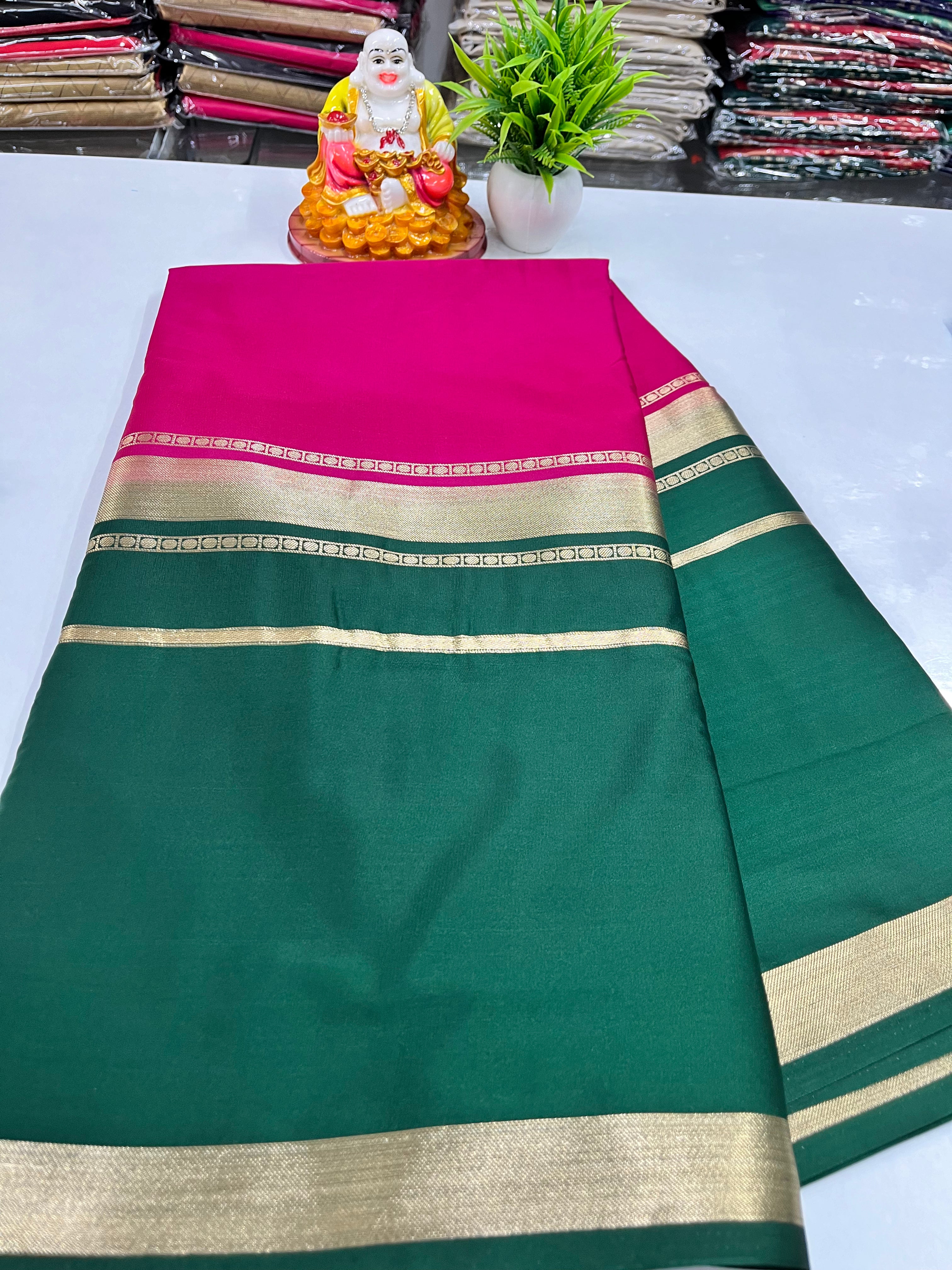 2D Semi Crepe Saree with Beautiful Color Combination – Padmavathi Silks and Sarees